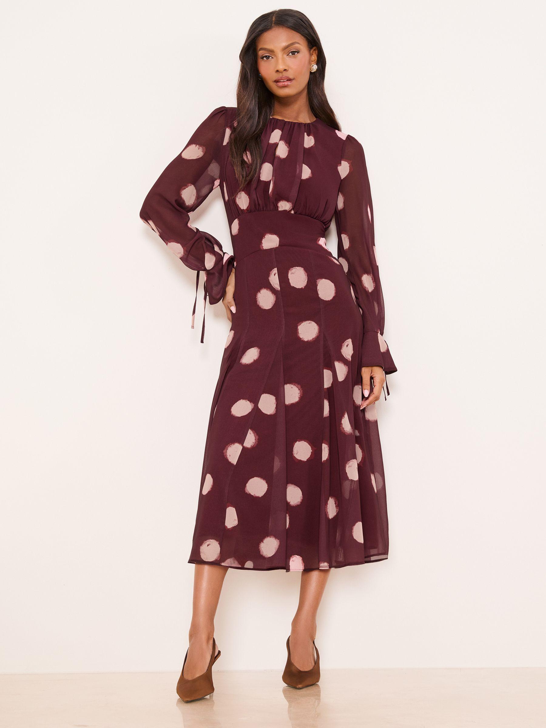 long sleeve flare midi dress Long Sleeve Square Neck Fit & Flare Midi Dress