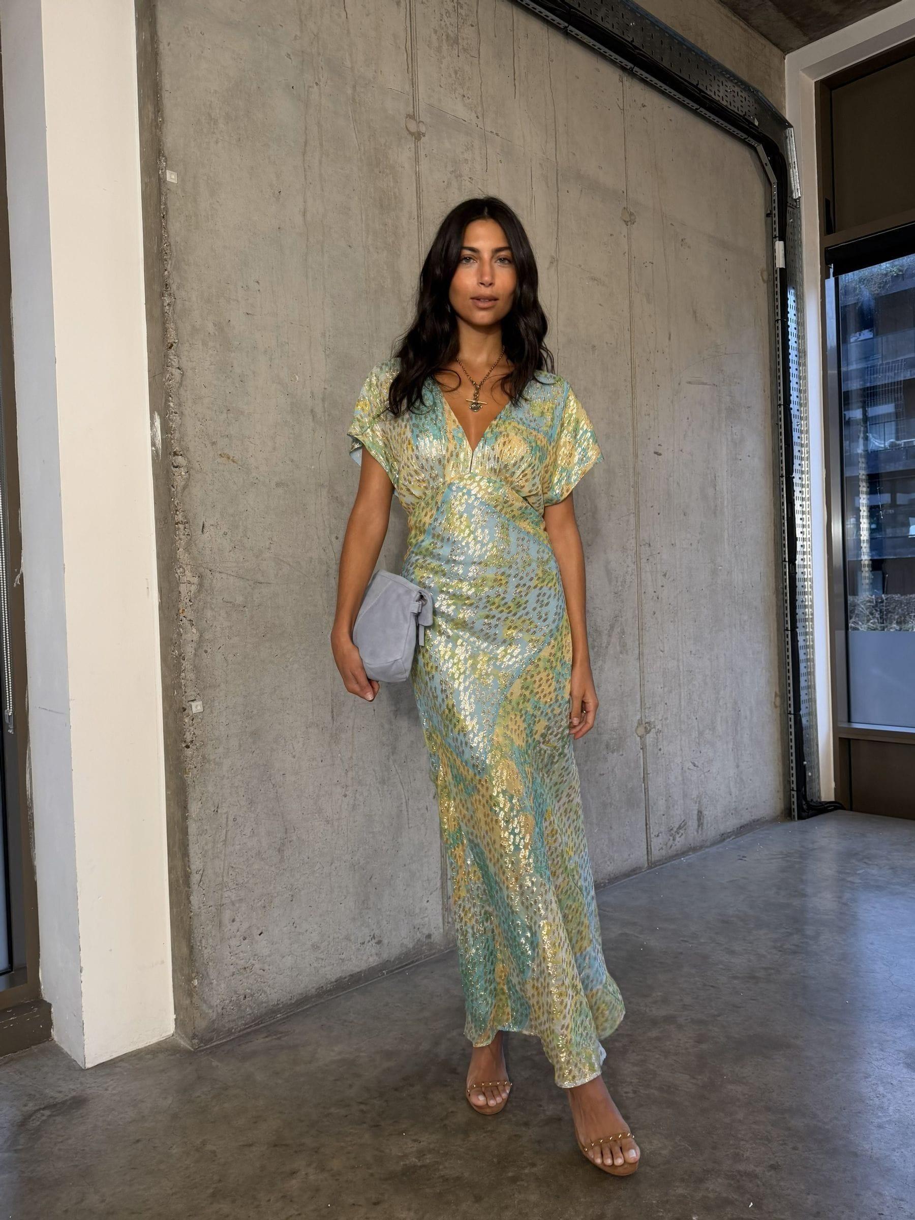 Satin Dress Never Fully Dressed Gold Wrap Dress Never Fully Dressed Elodie  Sequin Satin Dress, Gold
