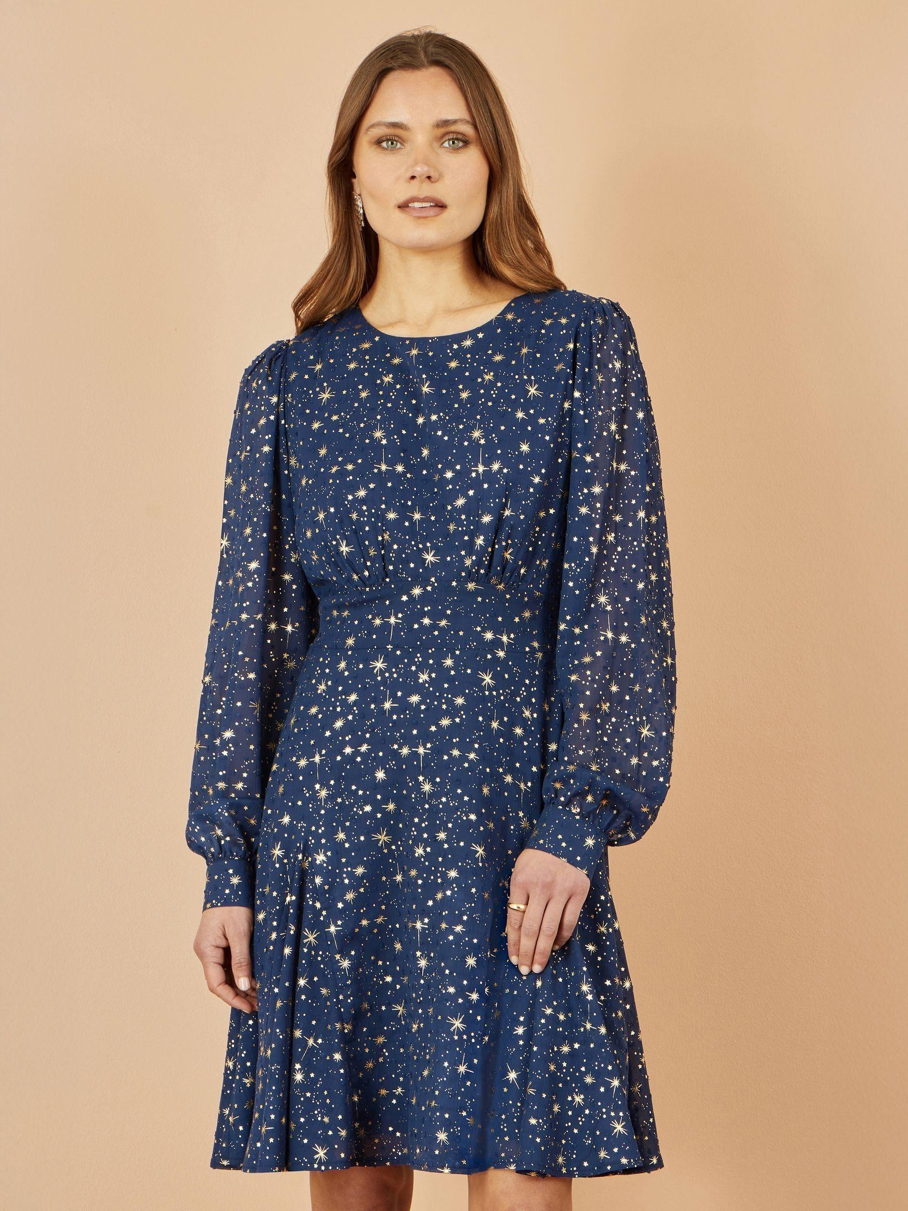 blue long sleeve skater dress Rihoas Chiffon Backless A-Line Mini Dress for Women, Blue / XL