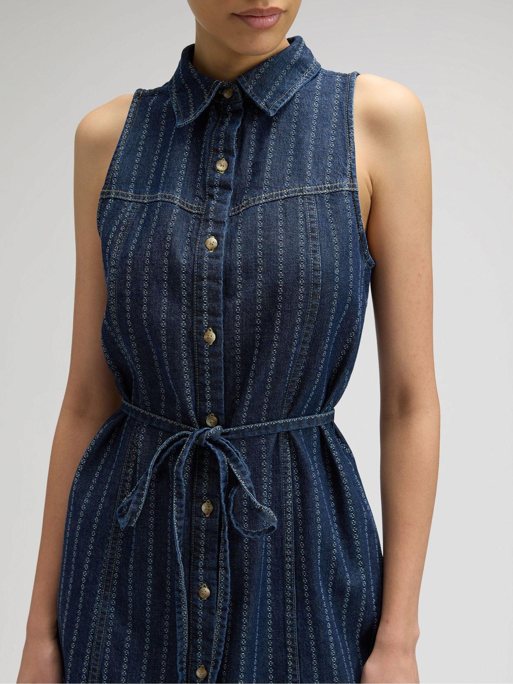 Lee Jeans Pinstripe Sveless Denim Dress in Blue | Lyst