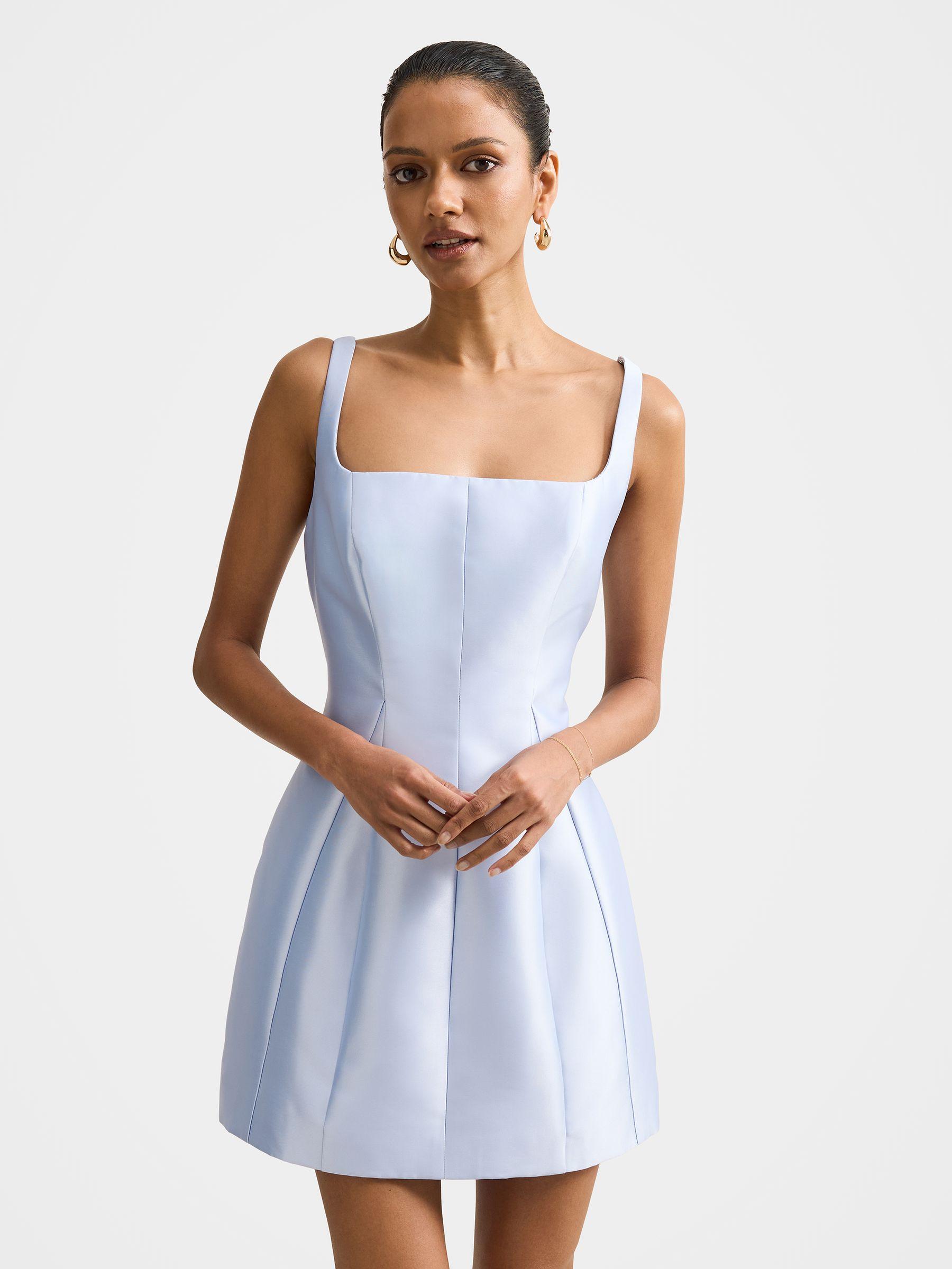 forever new blue and white dress Simple Ivory Lace A Line Backless Side Slit Beach Wedding Dress