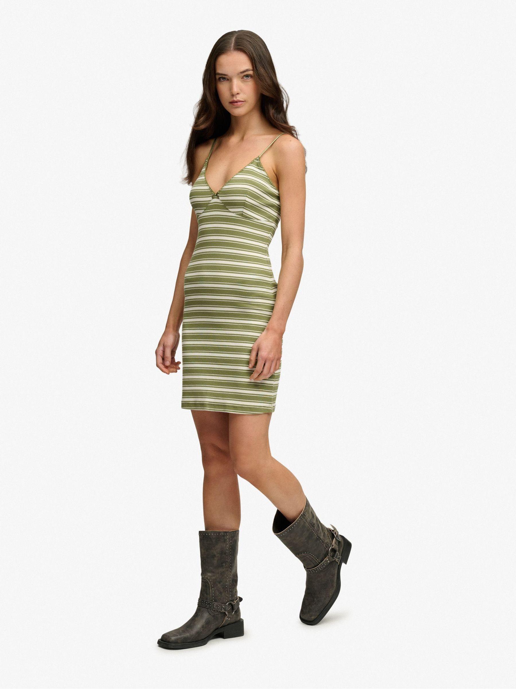 superdry green dress V-Neck Striped Mini in cat_graduslaytion