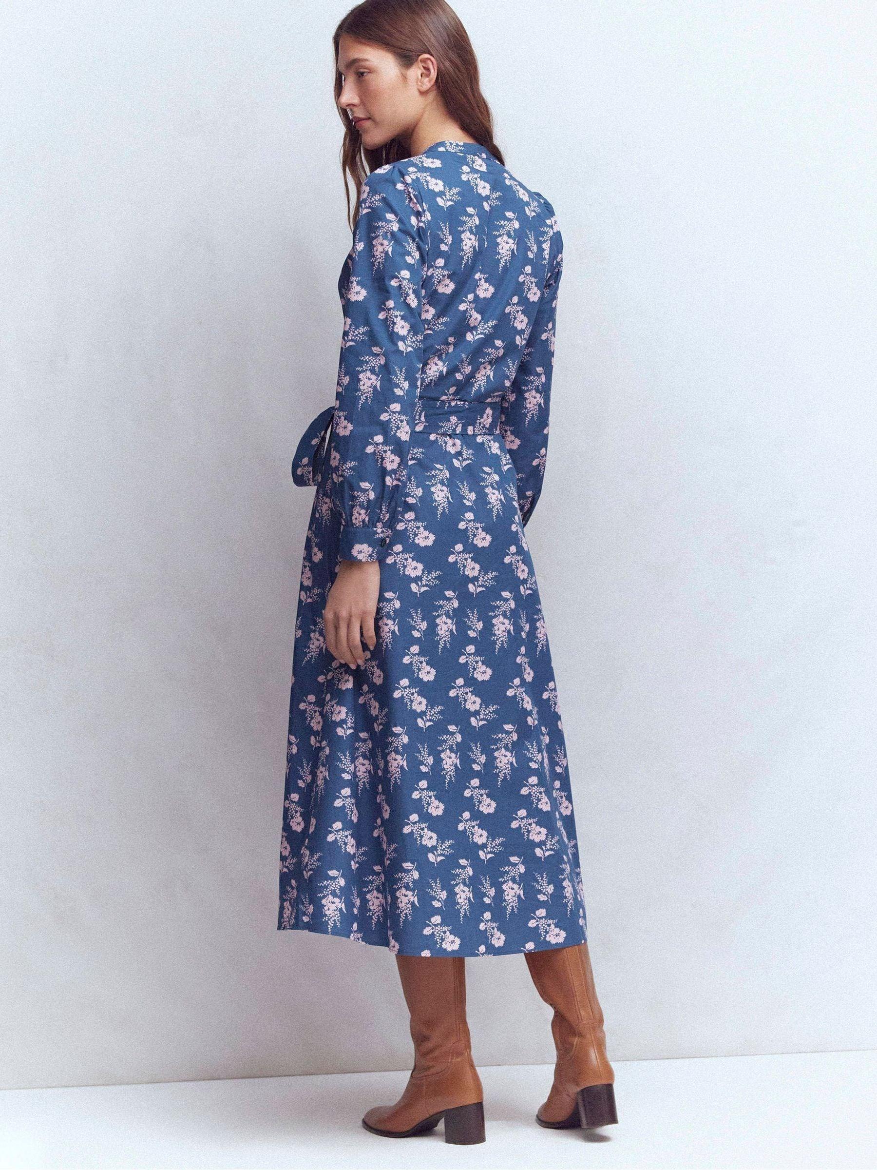 knee length dresses for ladies Boden Women's Ava Cotton Midi Dress in Blue main image 1