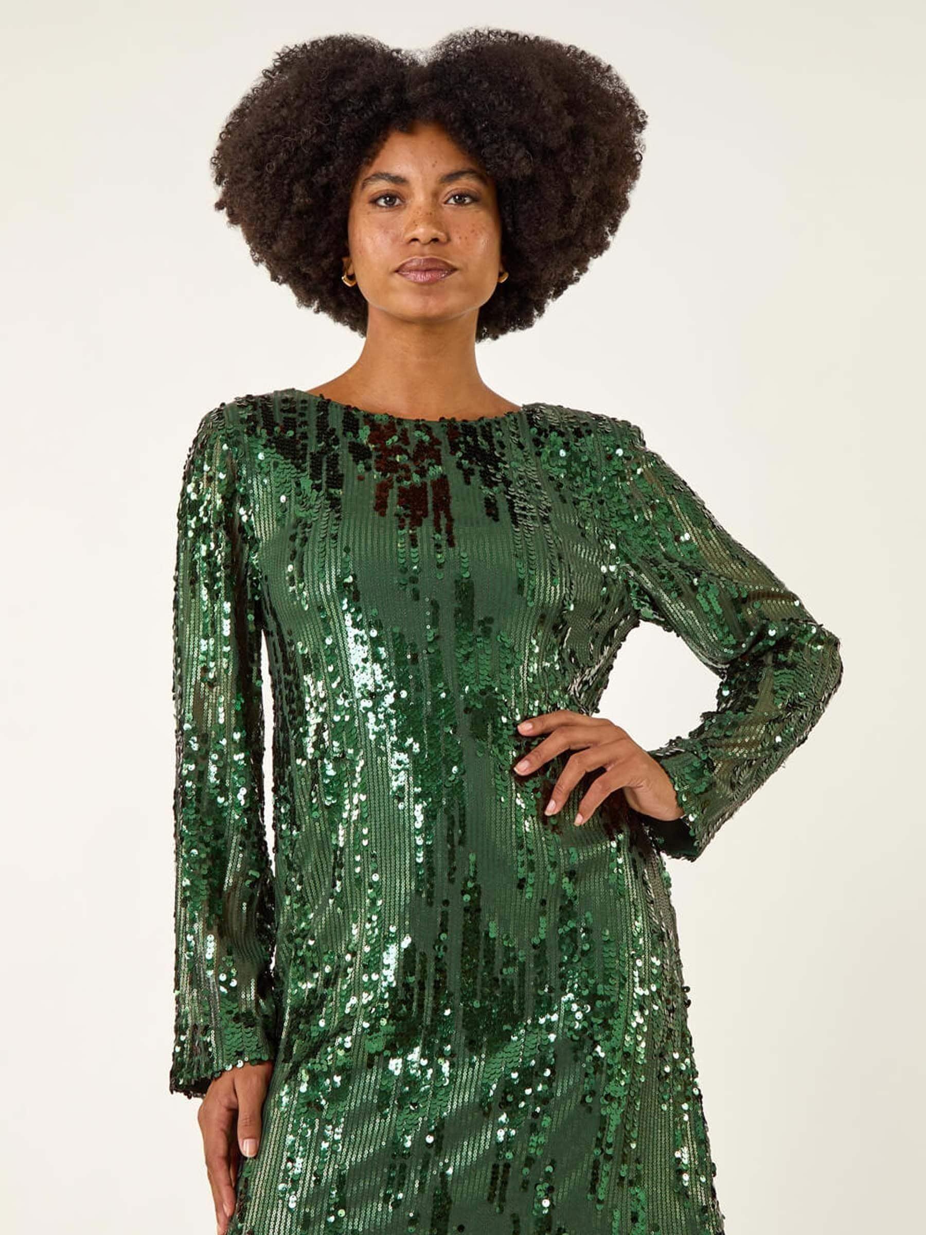 slim fit dress slacks Green Sequin Top Sleeveless main image 1
