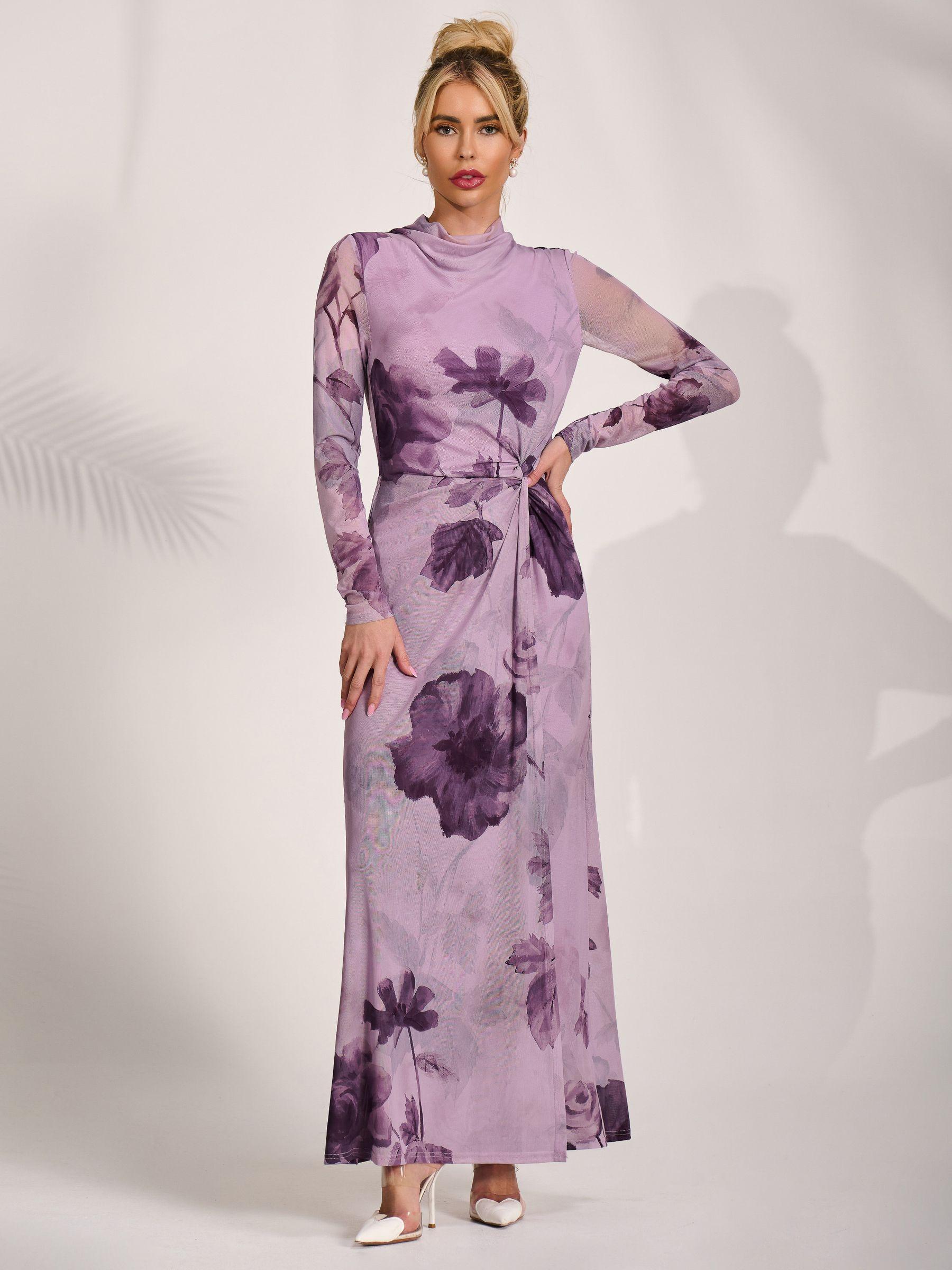 chinese dress ladies Jolie Moi Eleanor Wrap Mesh Maxi Dress, Pink Floral  Jolie Moi Retail