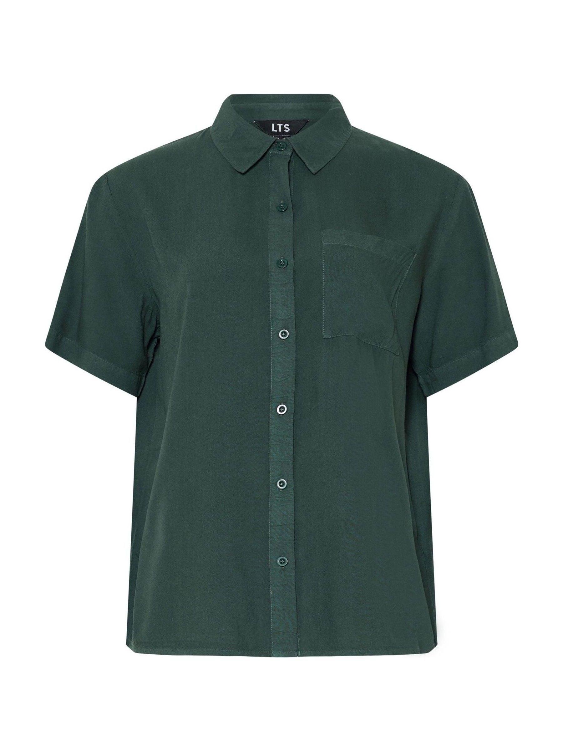 Long Tall Sally Acid Wash Pocket Shirt in Green | Lyst