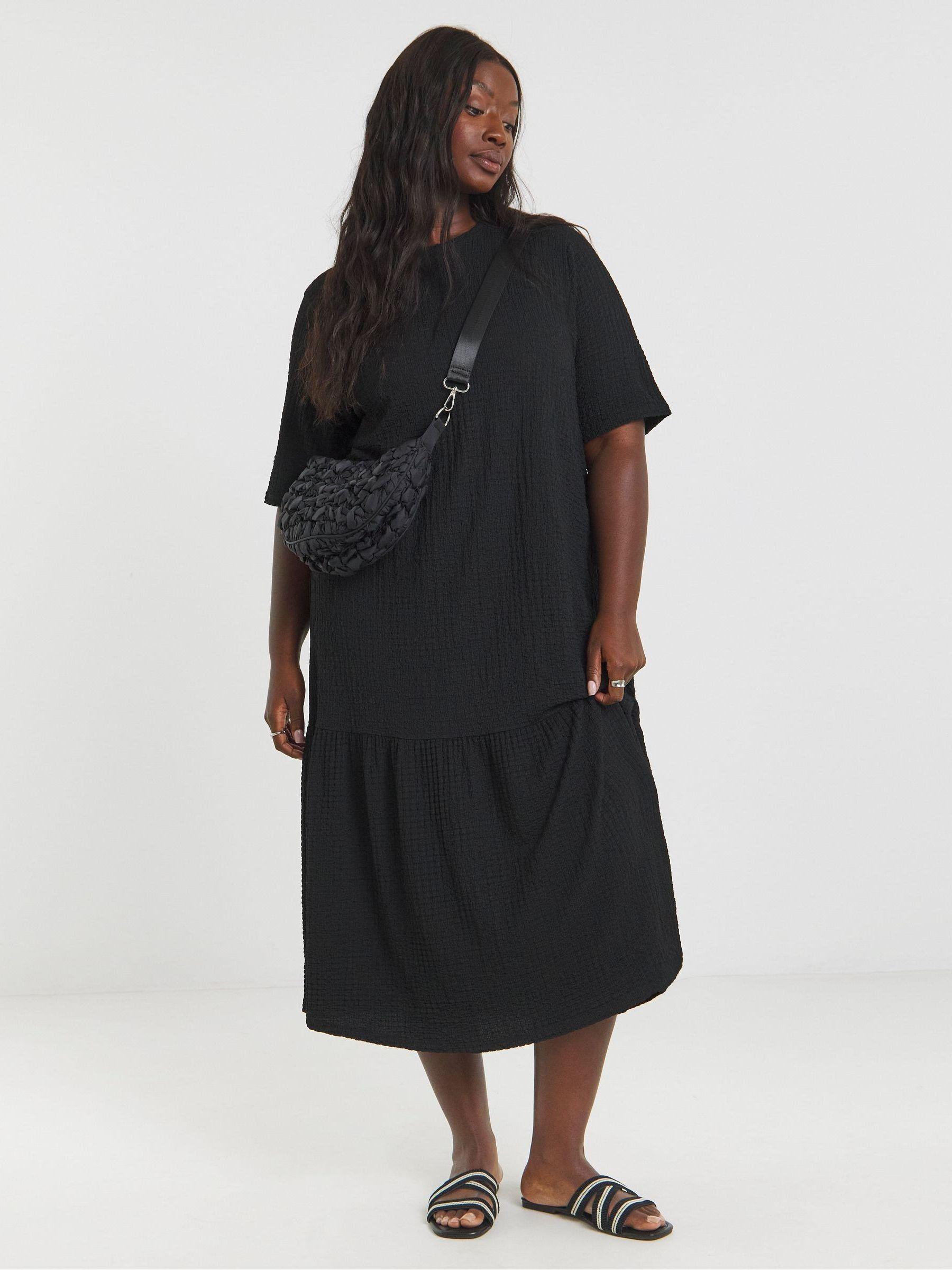 Simply Be Textured Jersey Drop Waist Dress in Black | Lyst Simply Be Textured Jersey Drop Waist Dress in Black | Lyst