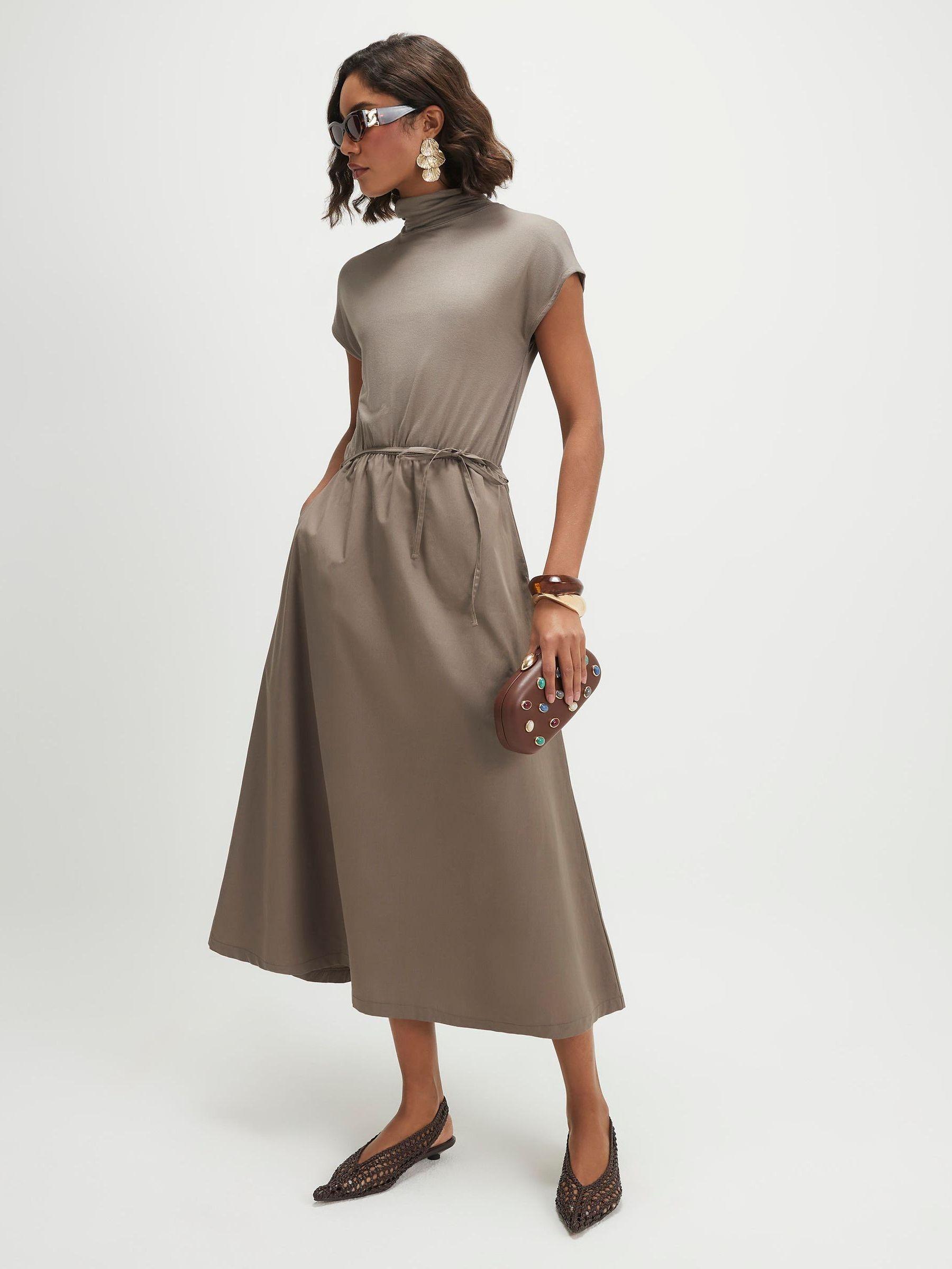 river island dresses River Island Lime green floral tie waist midi dress, Multi