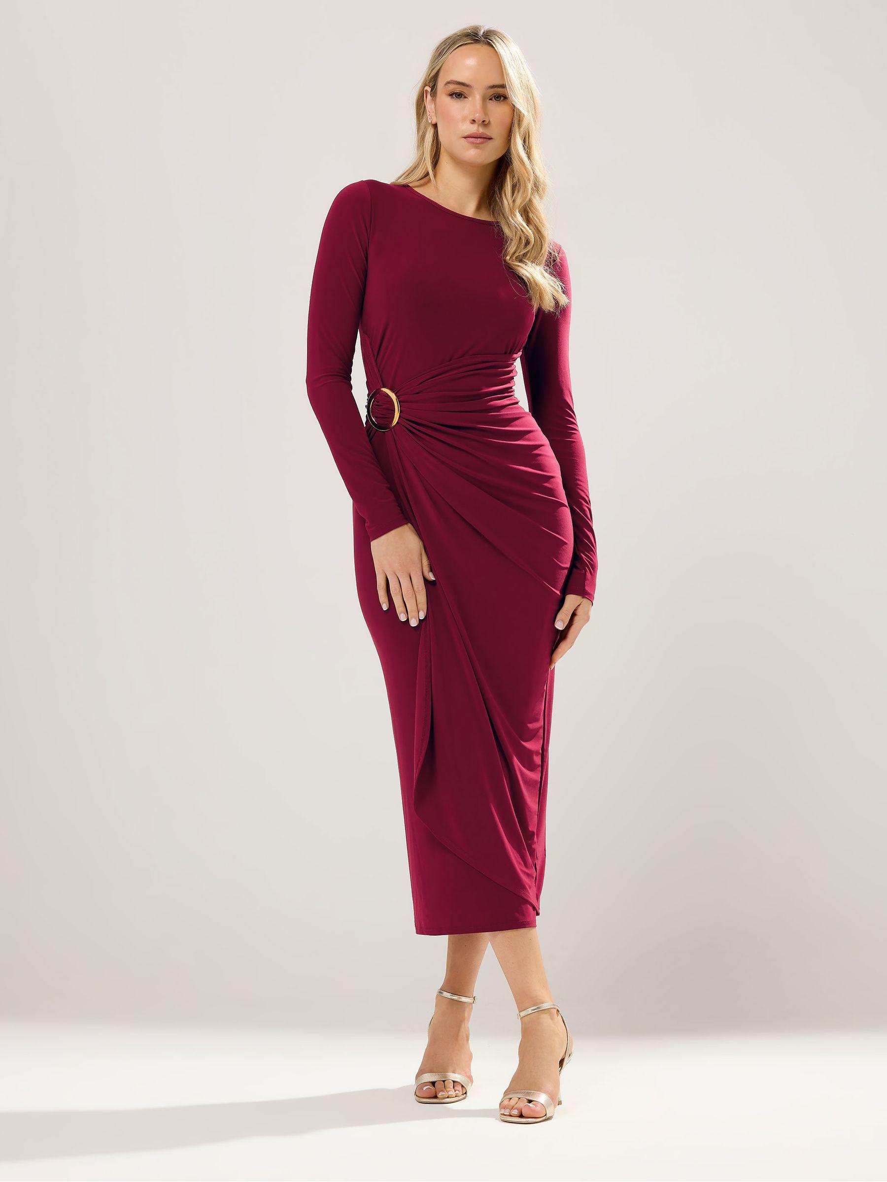 midi bodycon dress with long sleeves Fall Mesh Long Sleeve Midi Ruched Bodycon Dress Starry Blue / XS