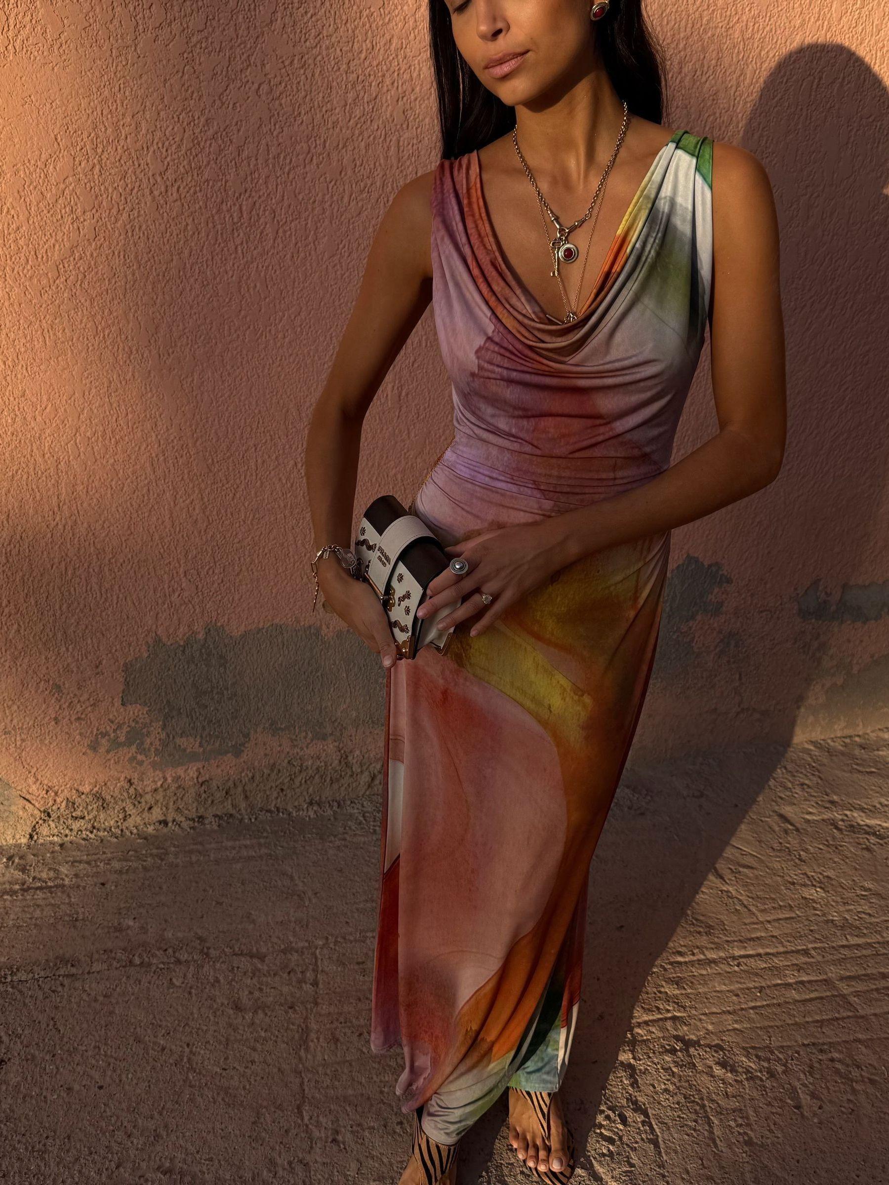 brown abstract dress Brown Abstract Bethany Strapless Maxi Dress
