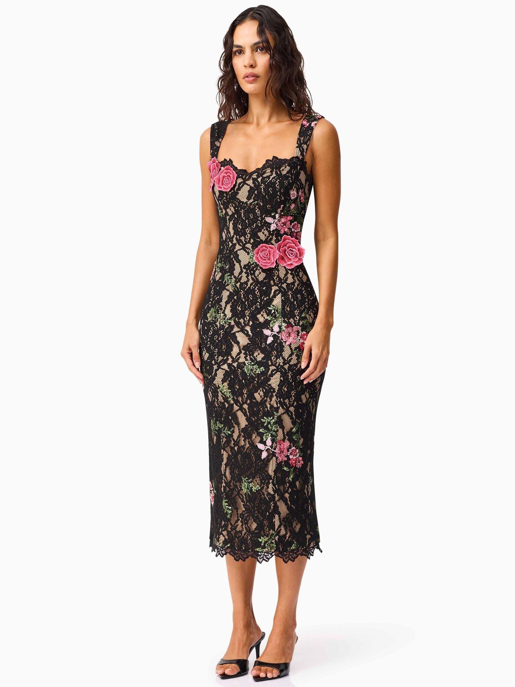 chinese dress ladies Scarlet Lace Up Back Front Slit Midi Dress main image 1