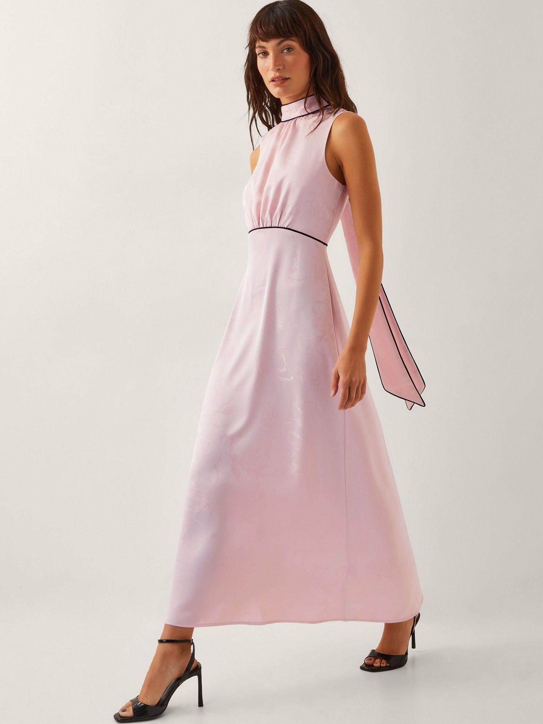 monsoon satin dress Monsoon Maeve Satin Midi Dress in Pink