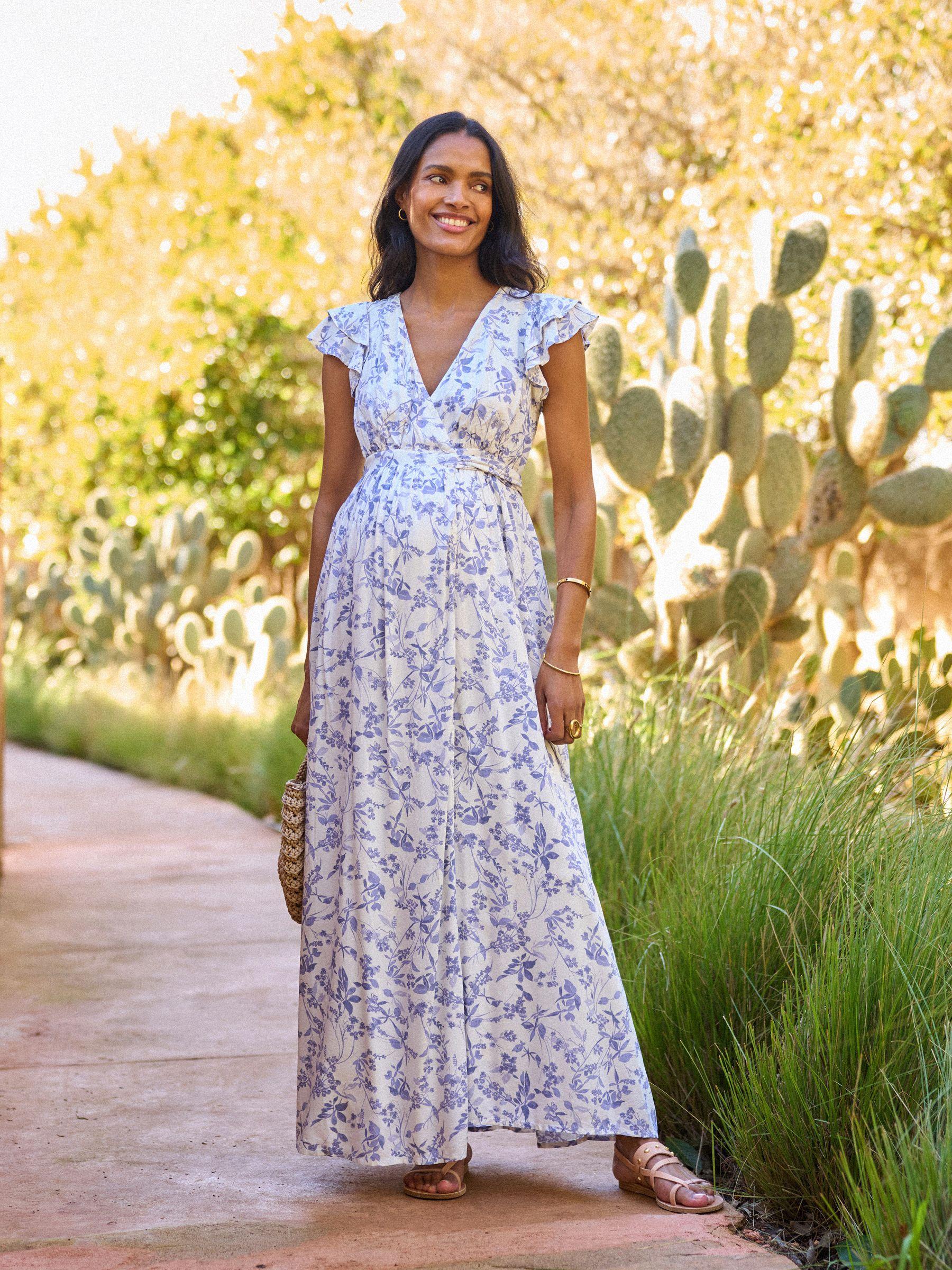 gradient maxi dress Gradient Print Sleeveless Backless Belted Vacation Long Halter Pleated Maxi Slip Summer Dresses(Purplish Blue/S)