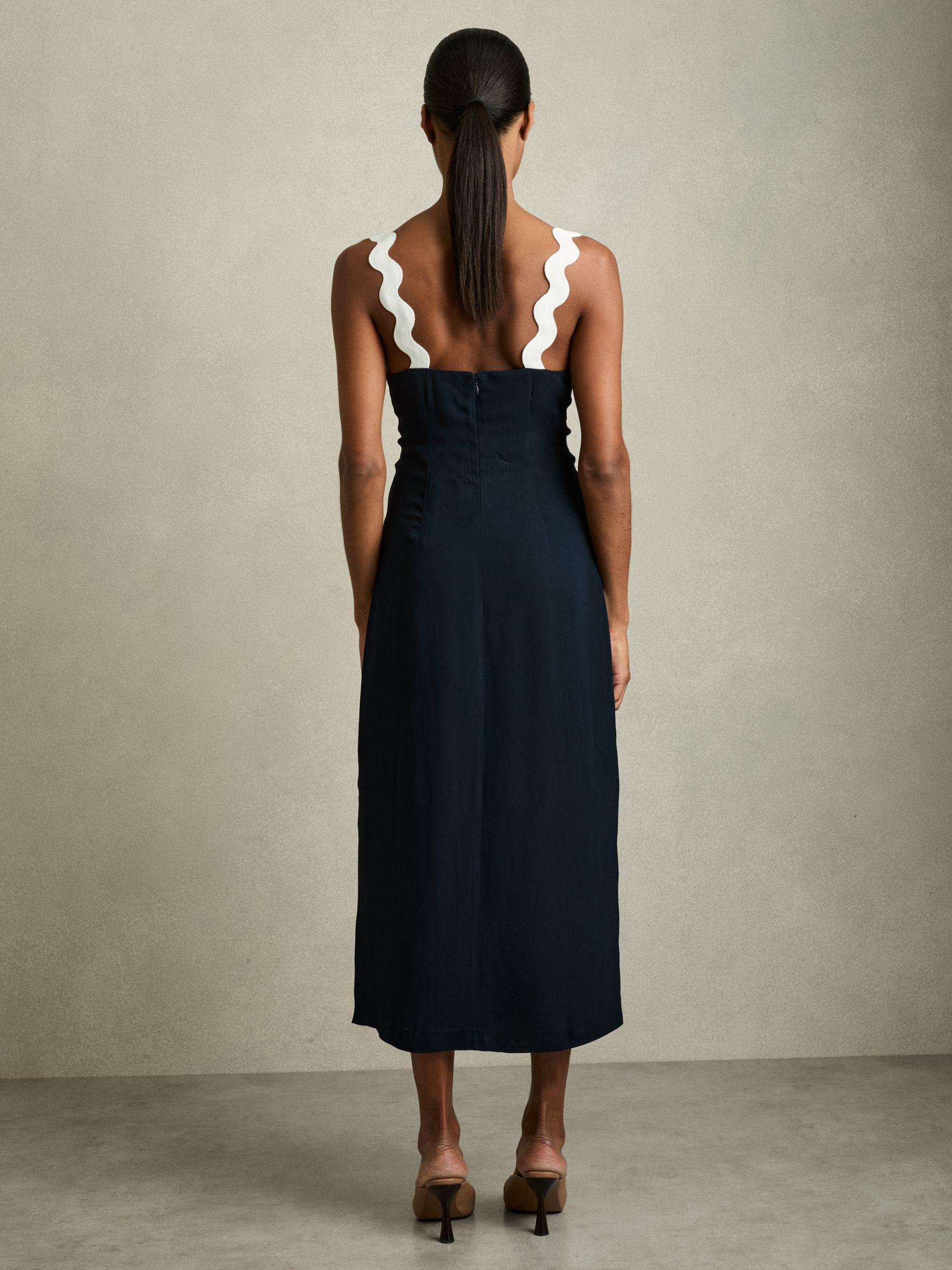 【海外限定】REISSワンピース☆Pink Asher Wave-Trim Crepe Midi Buy Reiss Pink Asher Wave-Trim Crepe Midi Dress from the