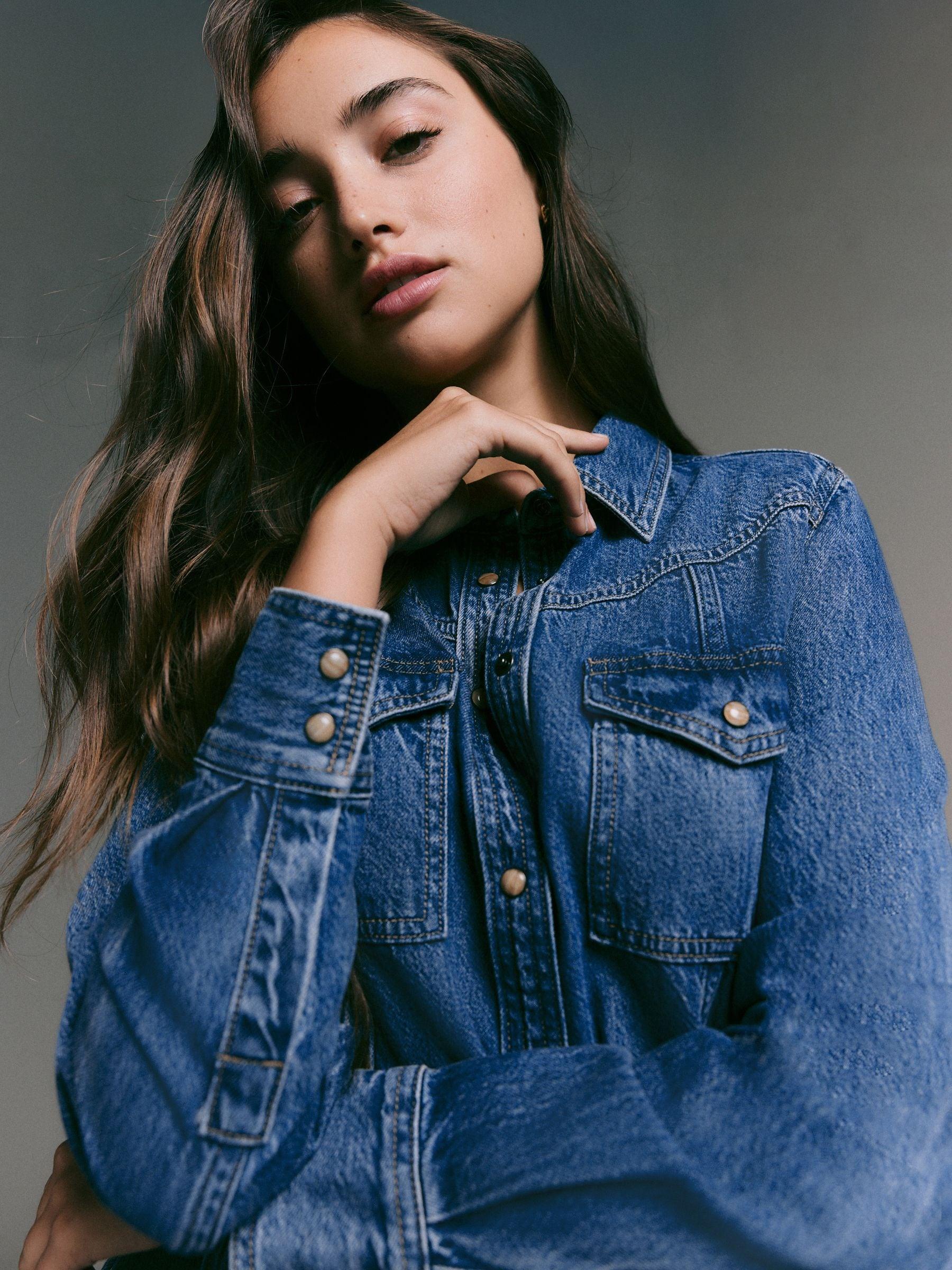 Next Denim Midi Shirt Dress in Blue
