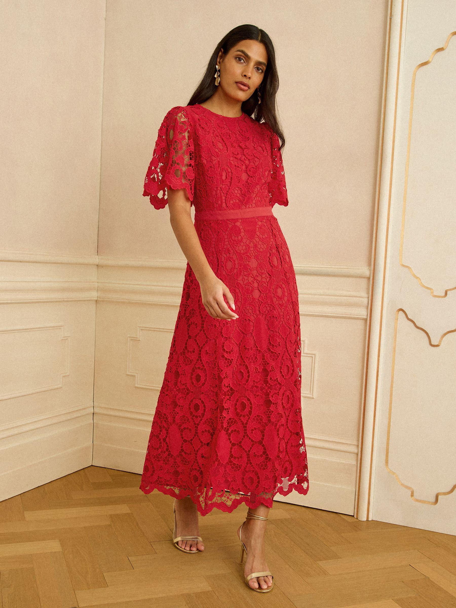 Love & Roses Lace Angel Sleeve Midi Dress in Red | Lyst Love & Roses Lace Angel Sleeve Midi Dress in Red | Lyst