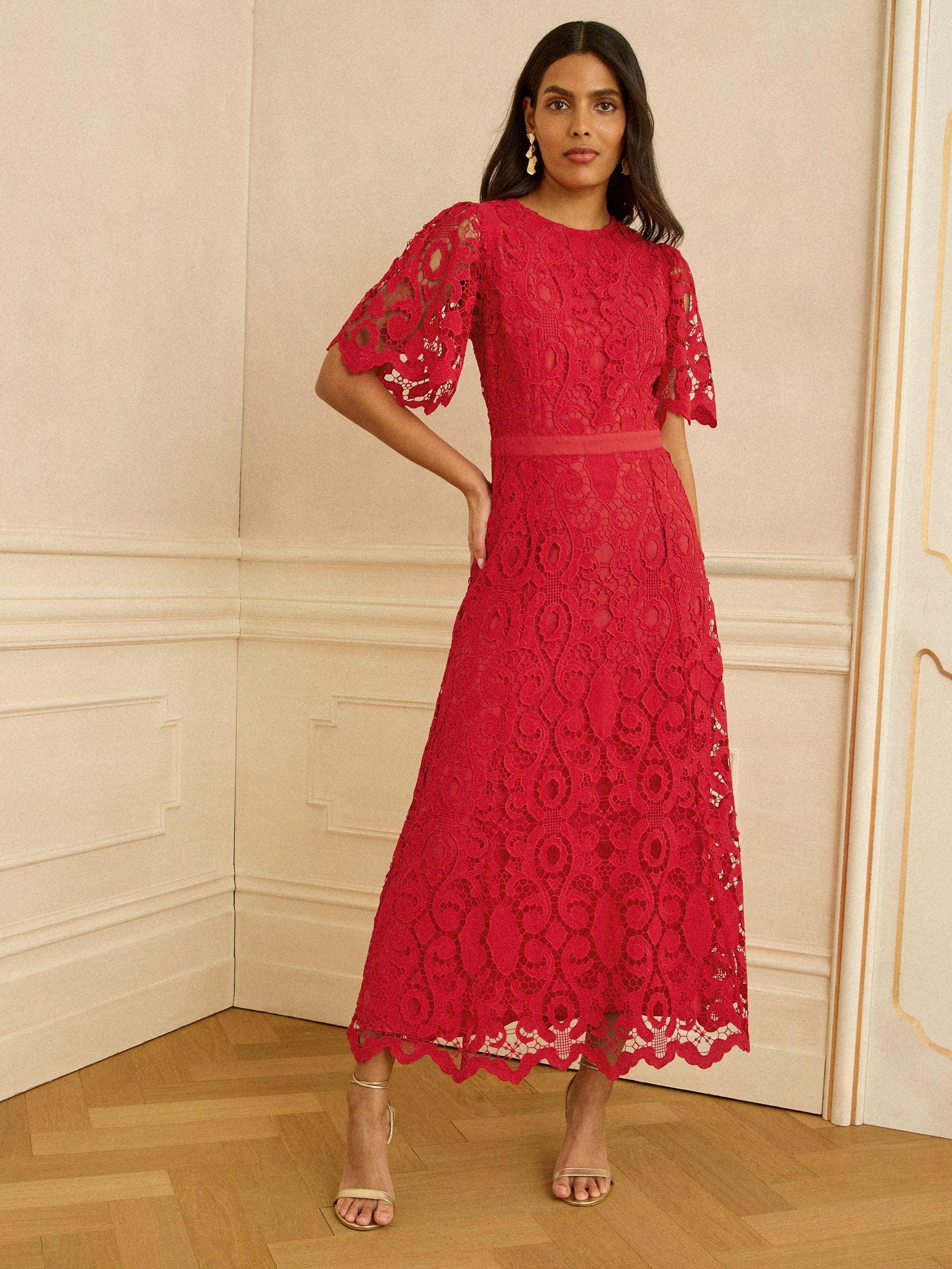 Love & Roses Lace Angel Sleeve Midi Dress in Red | Lyst Love & Roses Lace Angel Sleeve Midi Dress in Red | Lyst