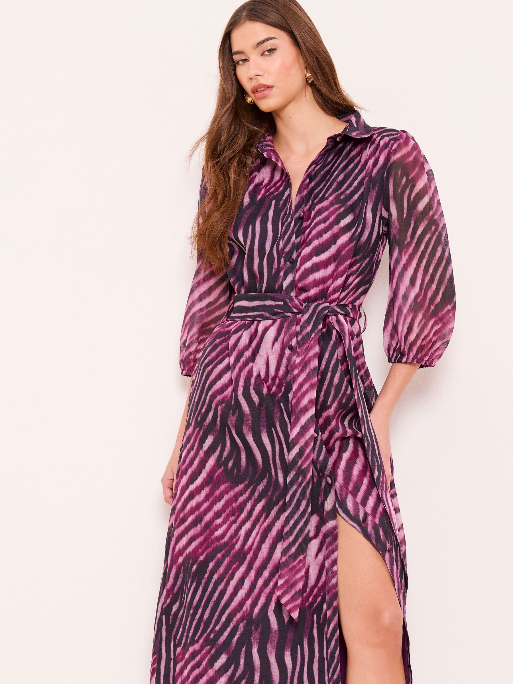 lipsy animal print shirt dress Lipsy ANIMAL PRINT LONG SLEEVE MIDI - Shift dress - black white/black