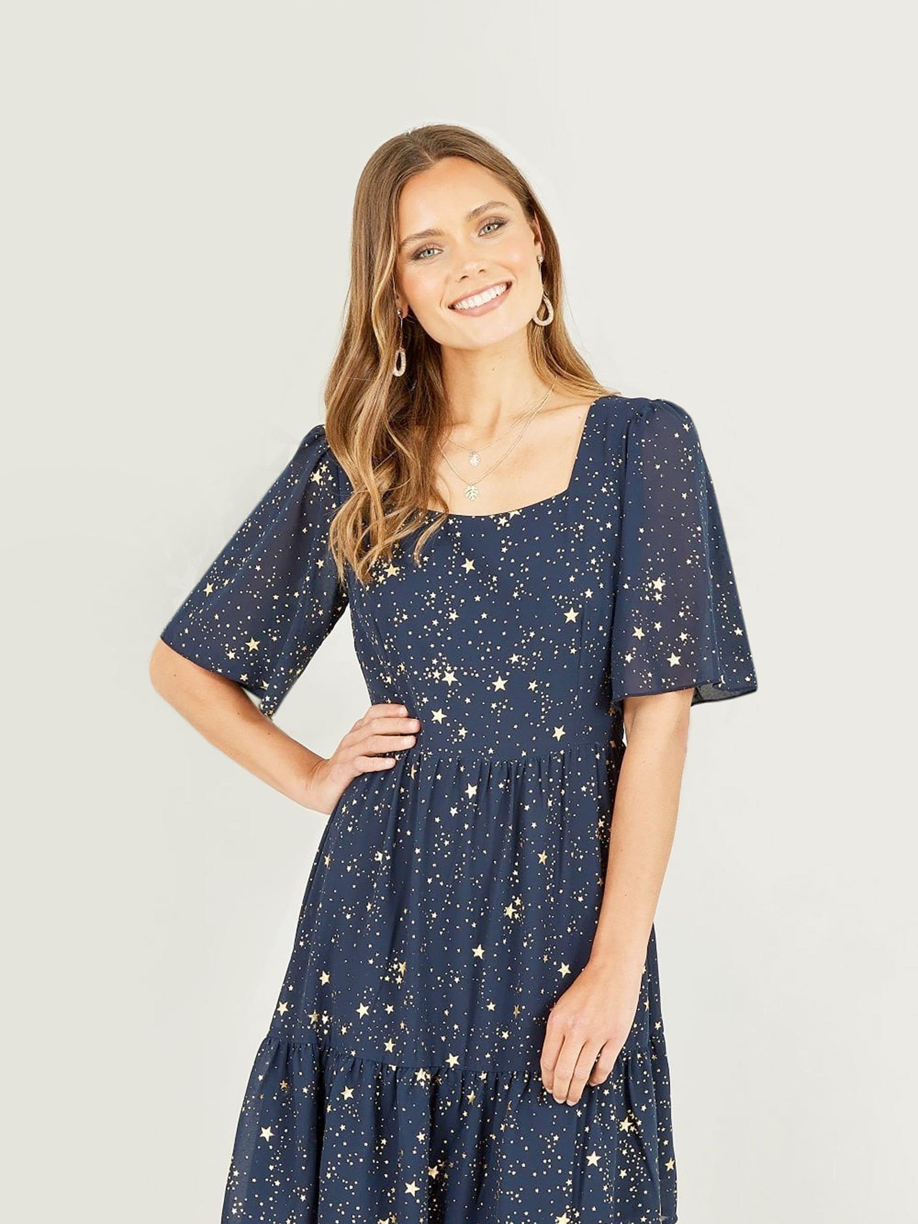Yumi' Star Print Skater Dress in Blue | Lyst Yumi' Star Print Skater Dress in Blue | Lyst