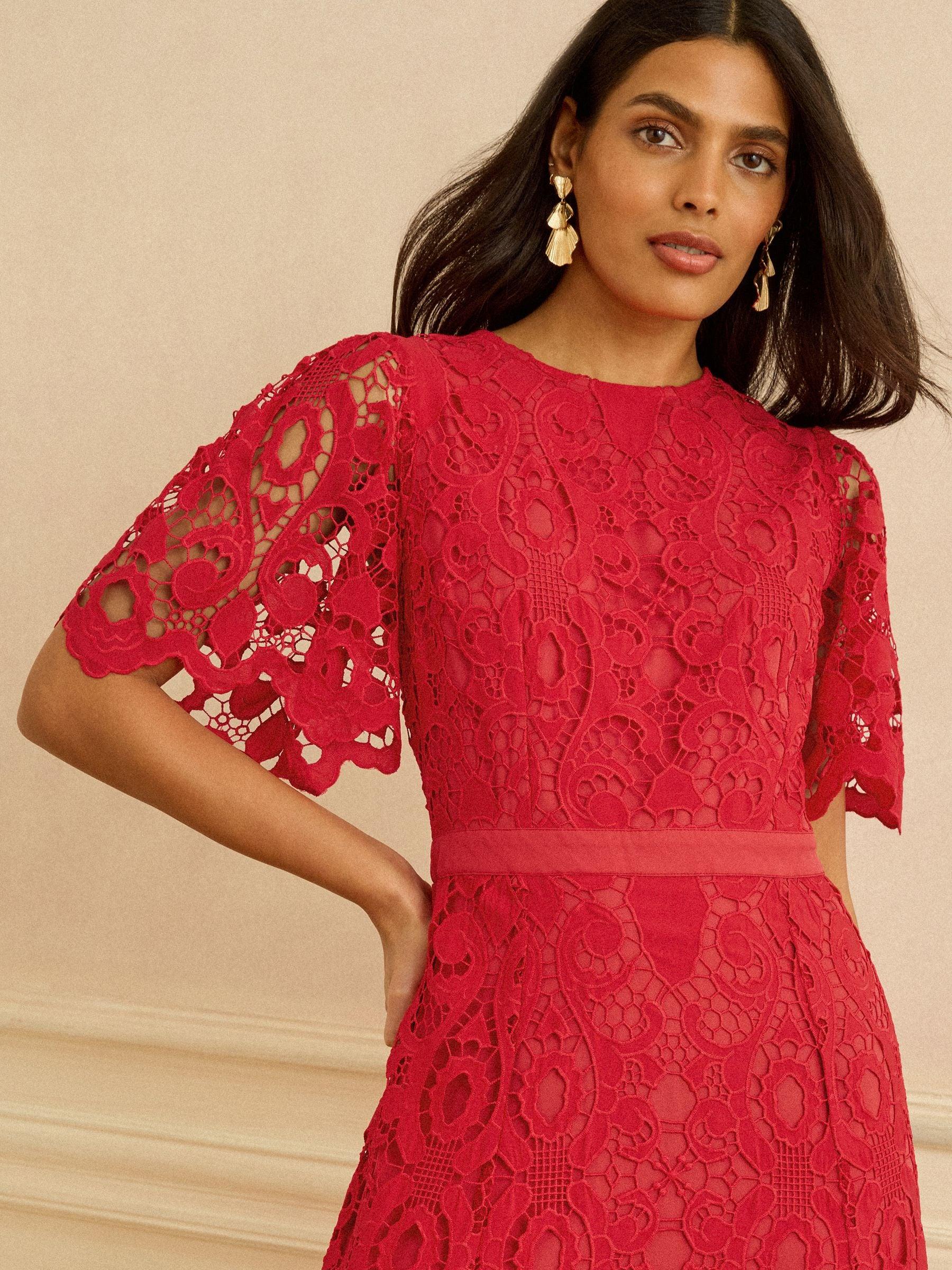 sachin and babi light blue dress Polina Ivanova Atelier | Verona in Red Chantilly lace