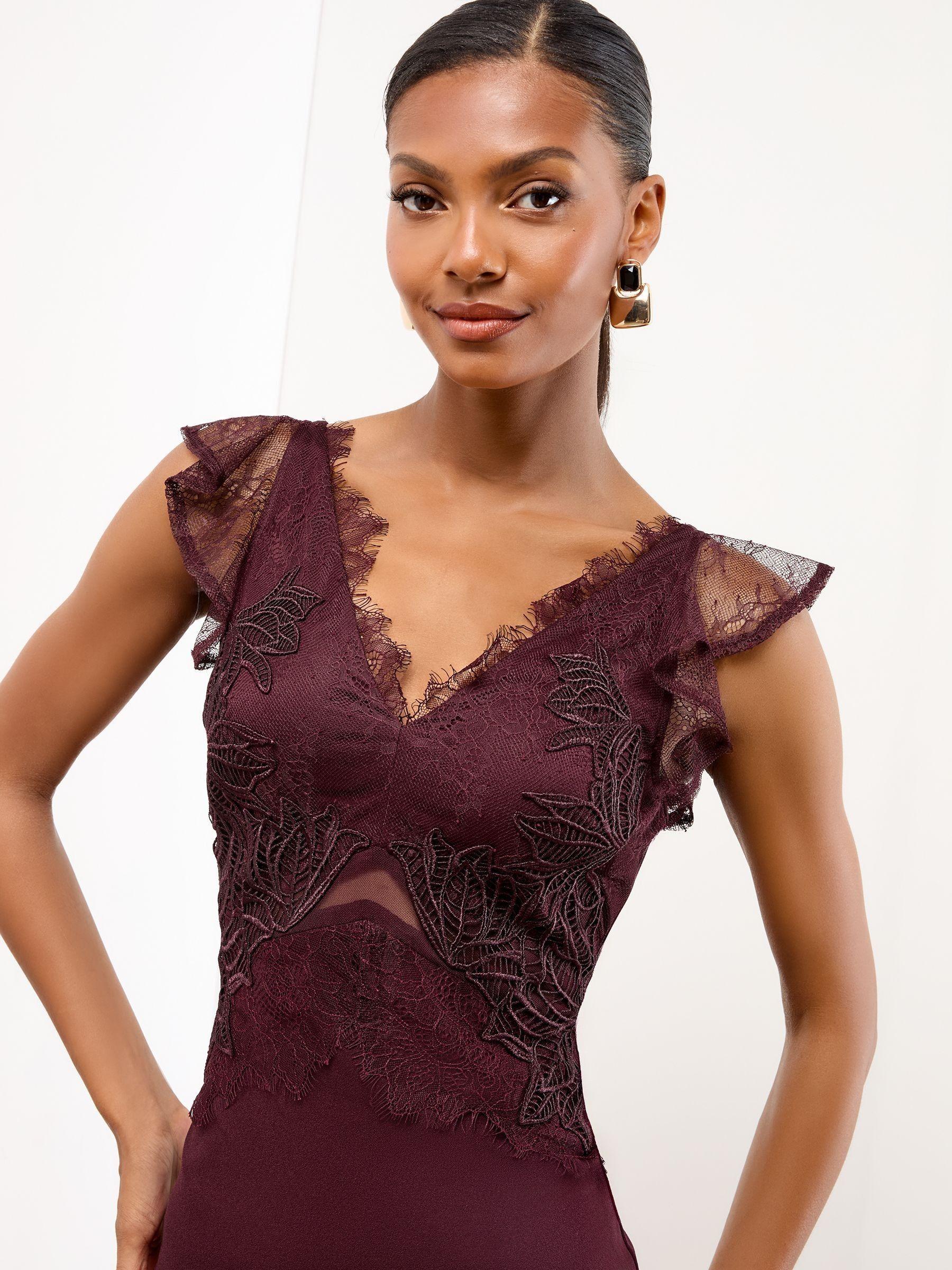 Lipsy Cami Mesh Lace Mix Hem Maxi Dress | Lyst