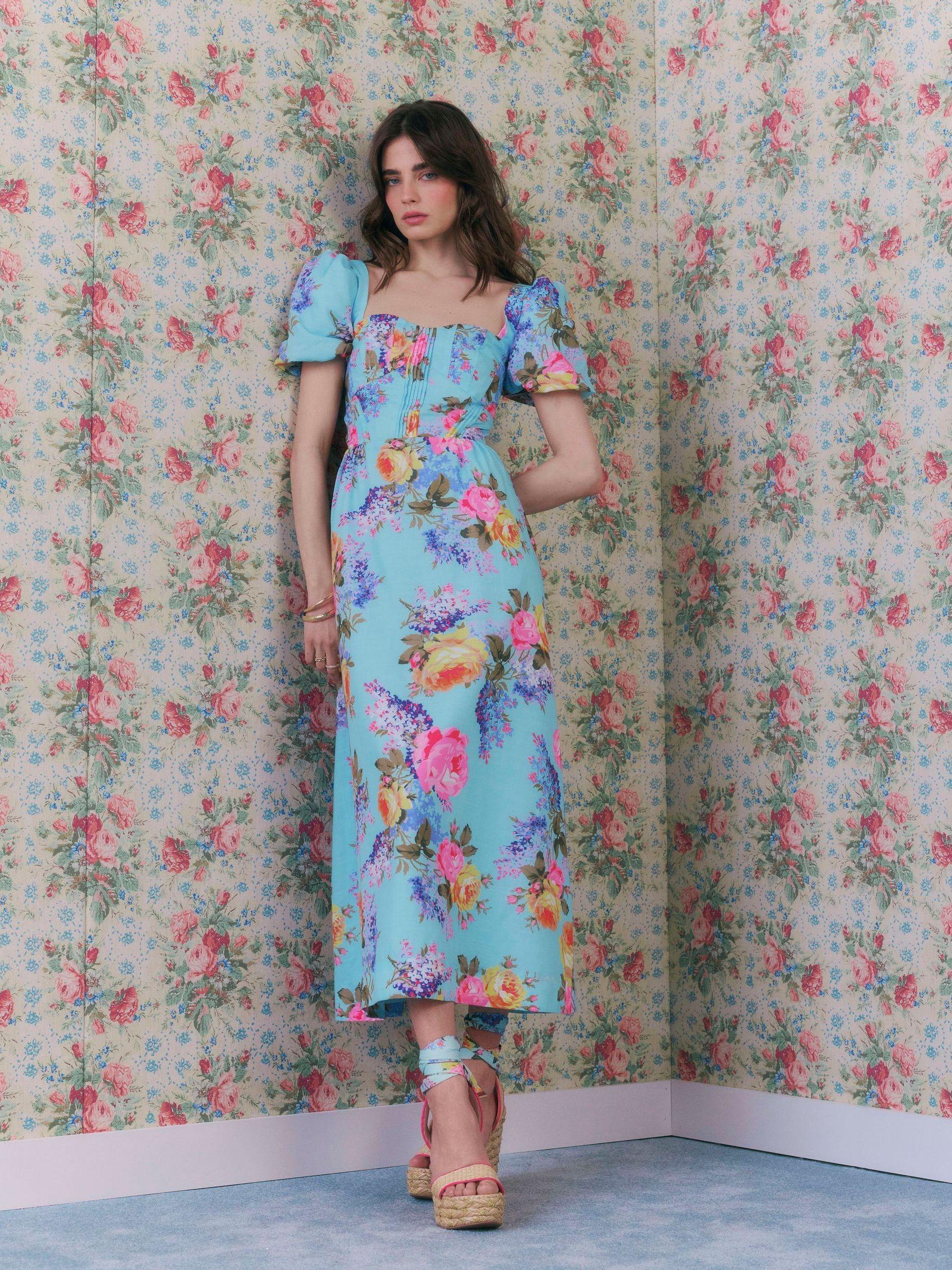 green dress with yellow collar Chiffon Sweetheart Collar Spaghetti Straps Floor-length Dress main image 1