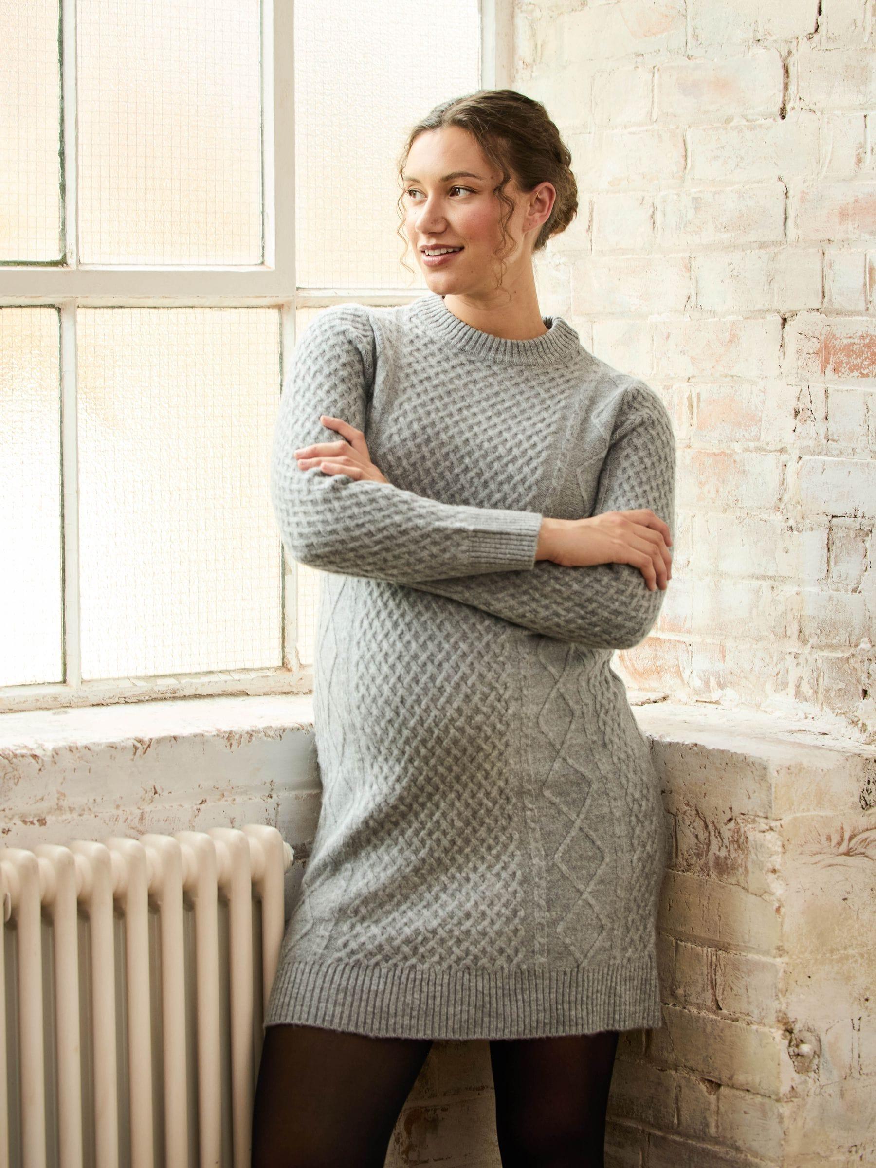 knitted dress with sleeves Calleigh Long Sleeve Bodycon Sweater Mini Dress • Shop American Threads Women's Trendy Online Boutique White / L main image 1