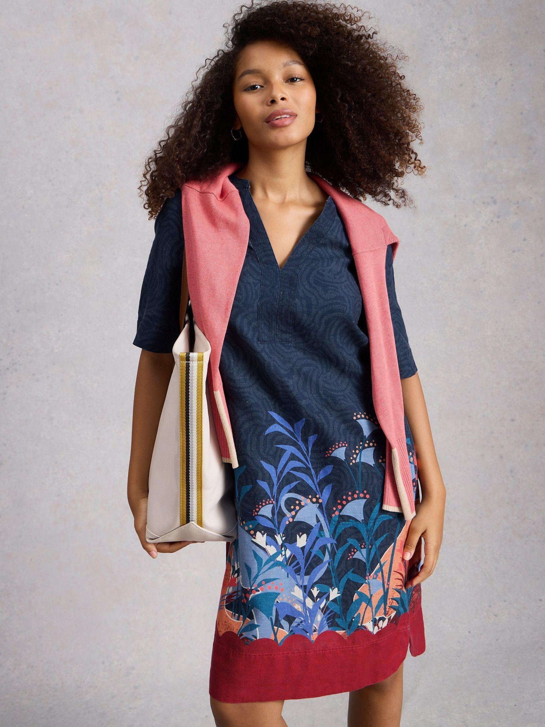 white stuff june linen dress June Linen Dress in PLUM MULTI