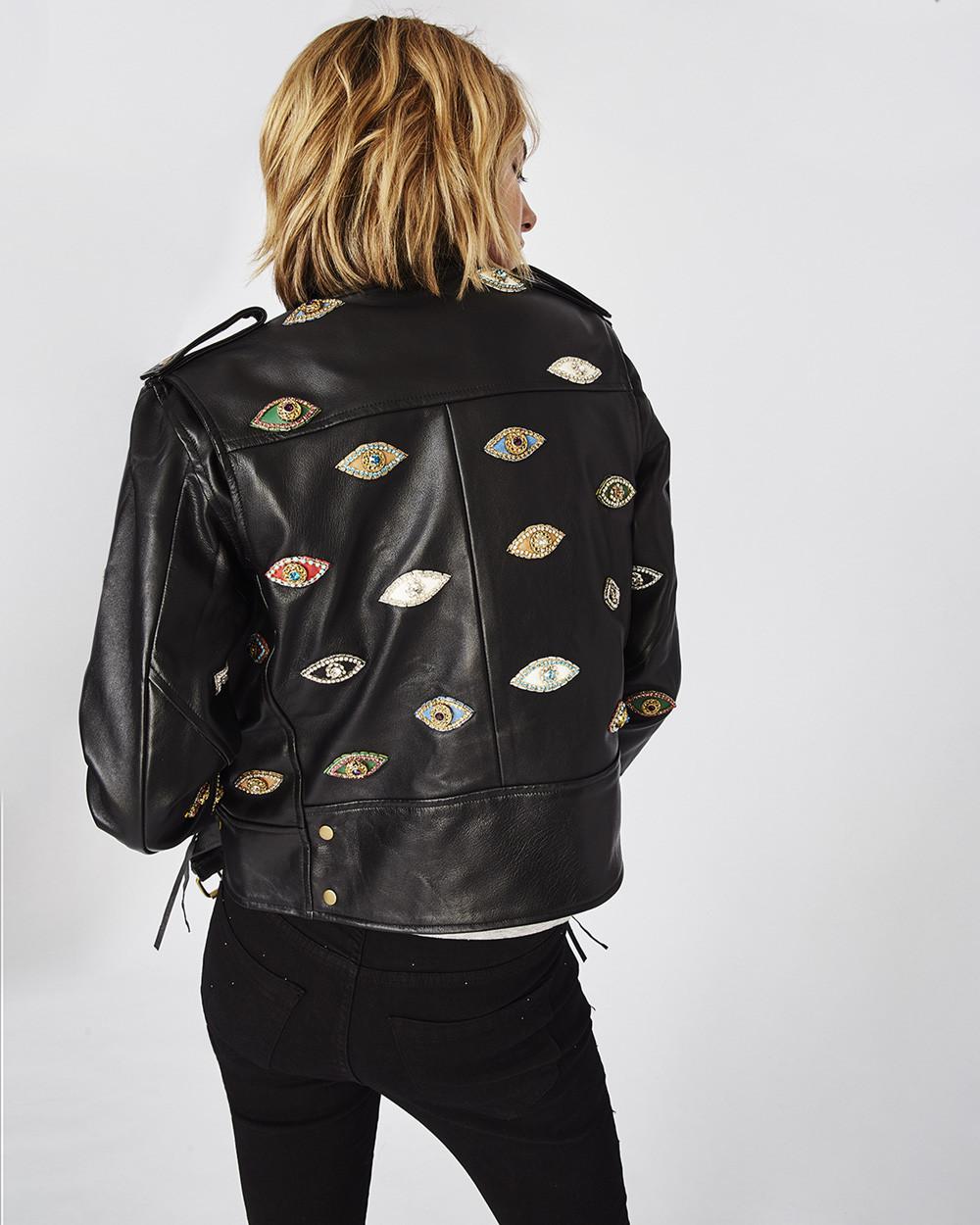 Nicole Miller Evil Eye Leather Jacket in Black Lyst