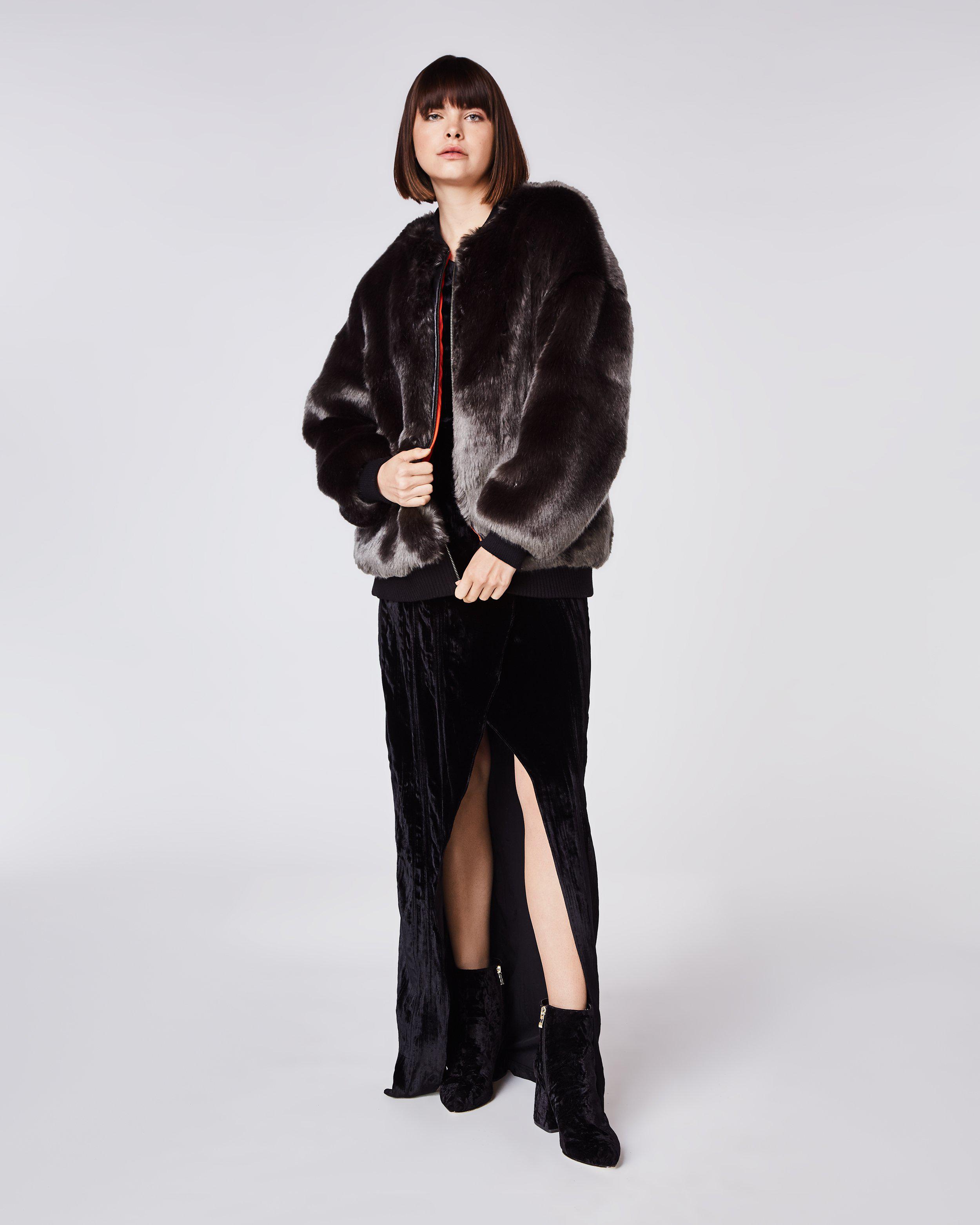 Nicole Miller Black Luxe Faux Fur Er Jacket