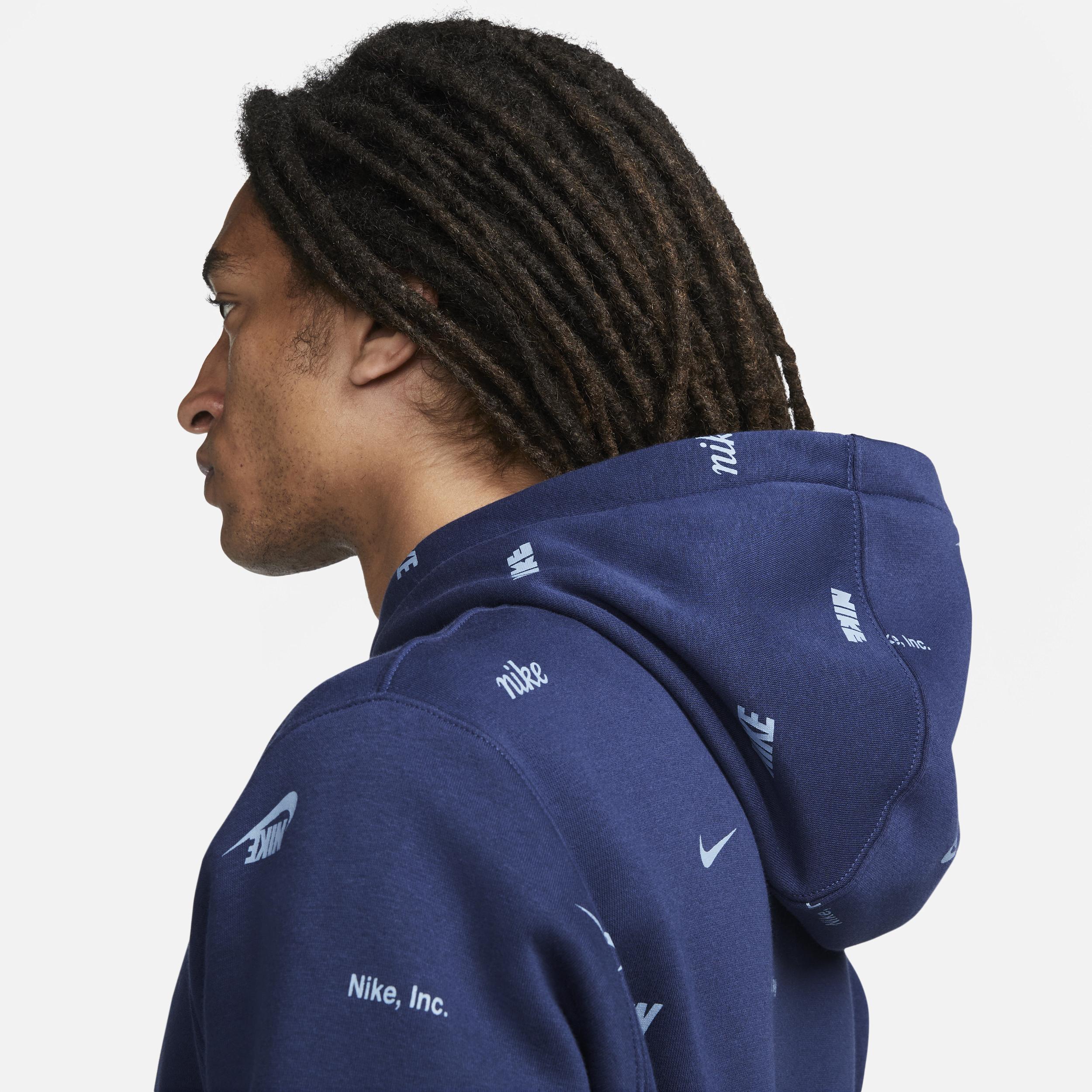 men's nike sportswear club allover print pullover hoodie