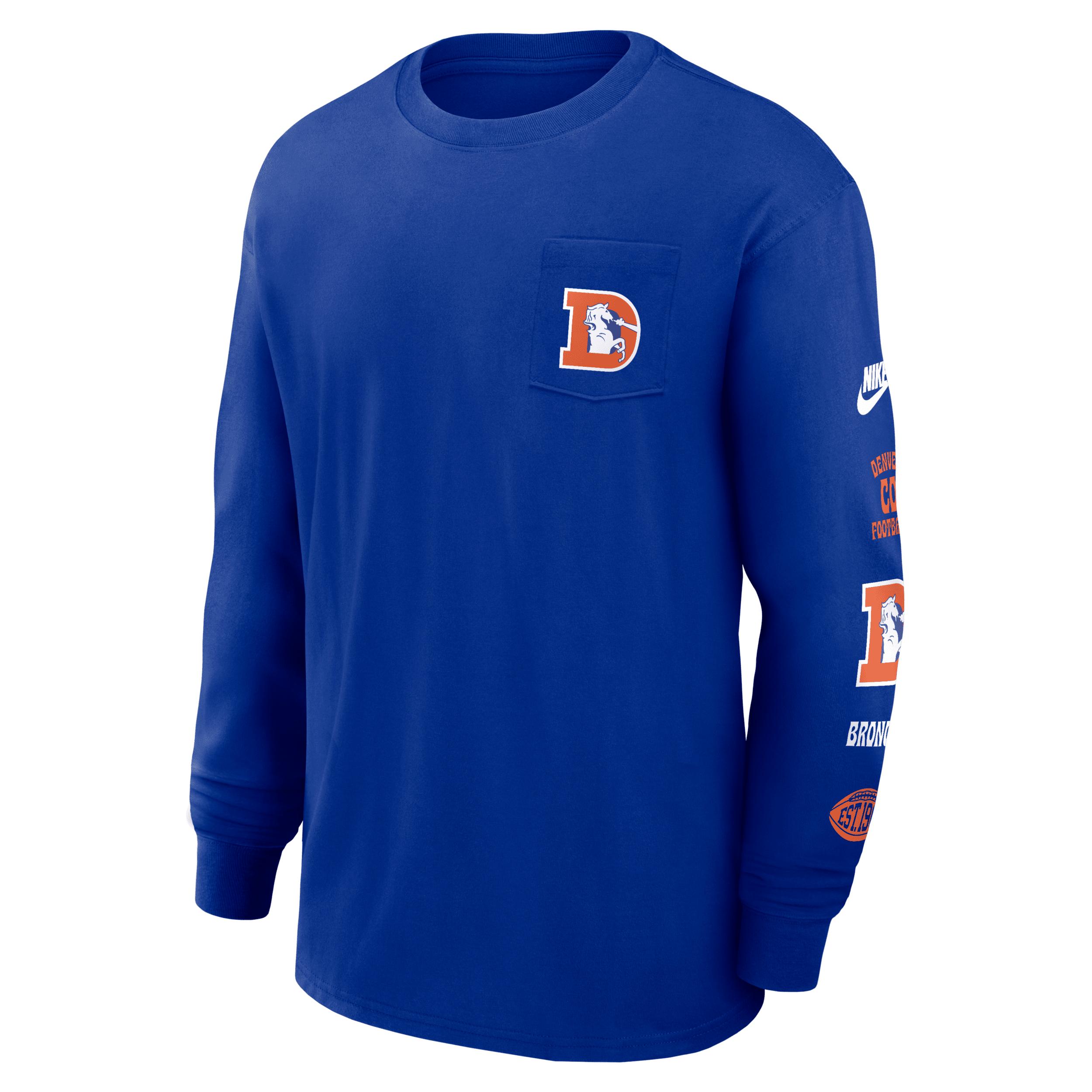 Nike Denver Broncos Rewind Max90 Pocket Nfl Long sleeve T shirt in Blue for Men Lyst