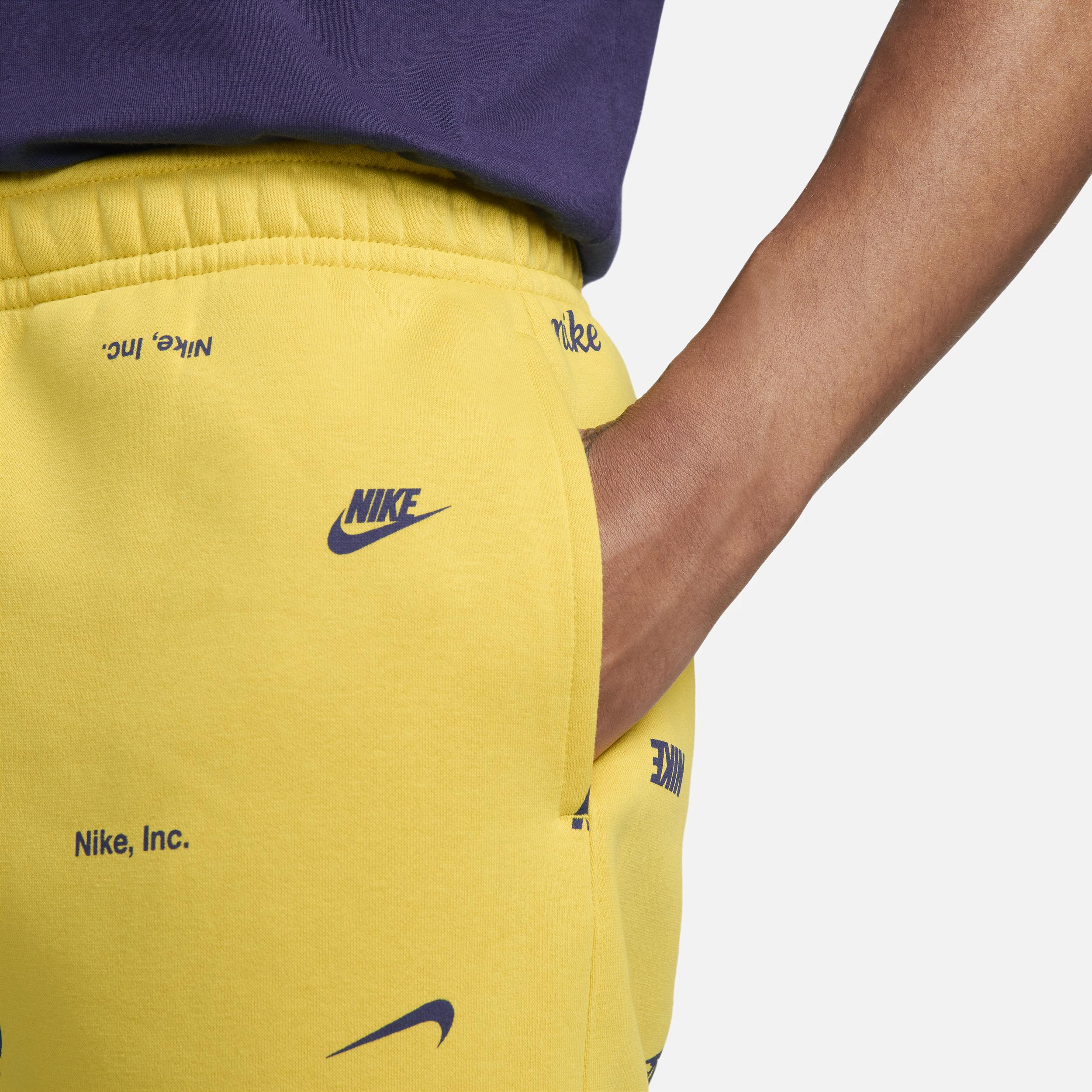 Nike Club Fleece Brushed back Allover Print Jogger Pants in Yellow for Men Lyst