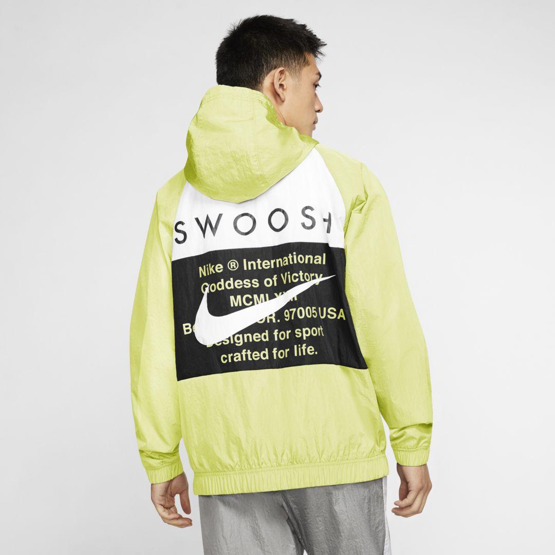 swoosh woven hooded jacket