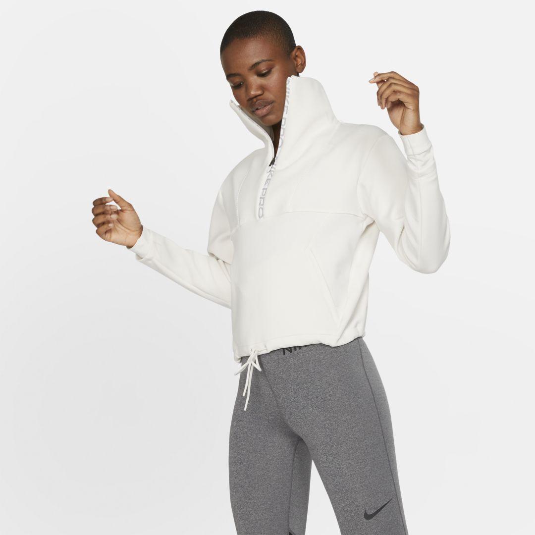 Nike Pro Fleece Cropped Top in White - Lyst