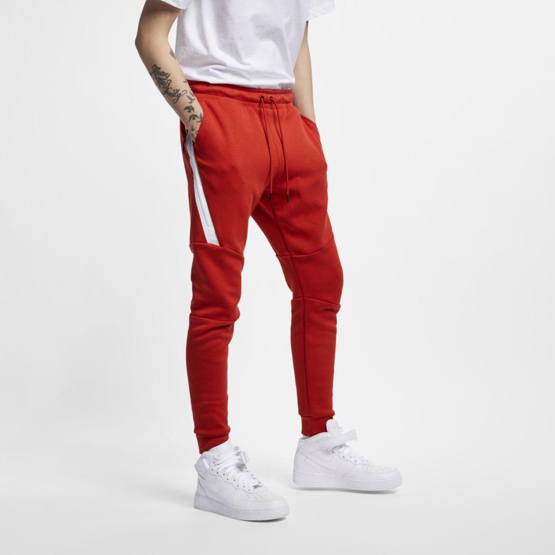 Nike Tech Fleece Joggers in Red for Men - Lyst