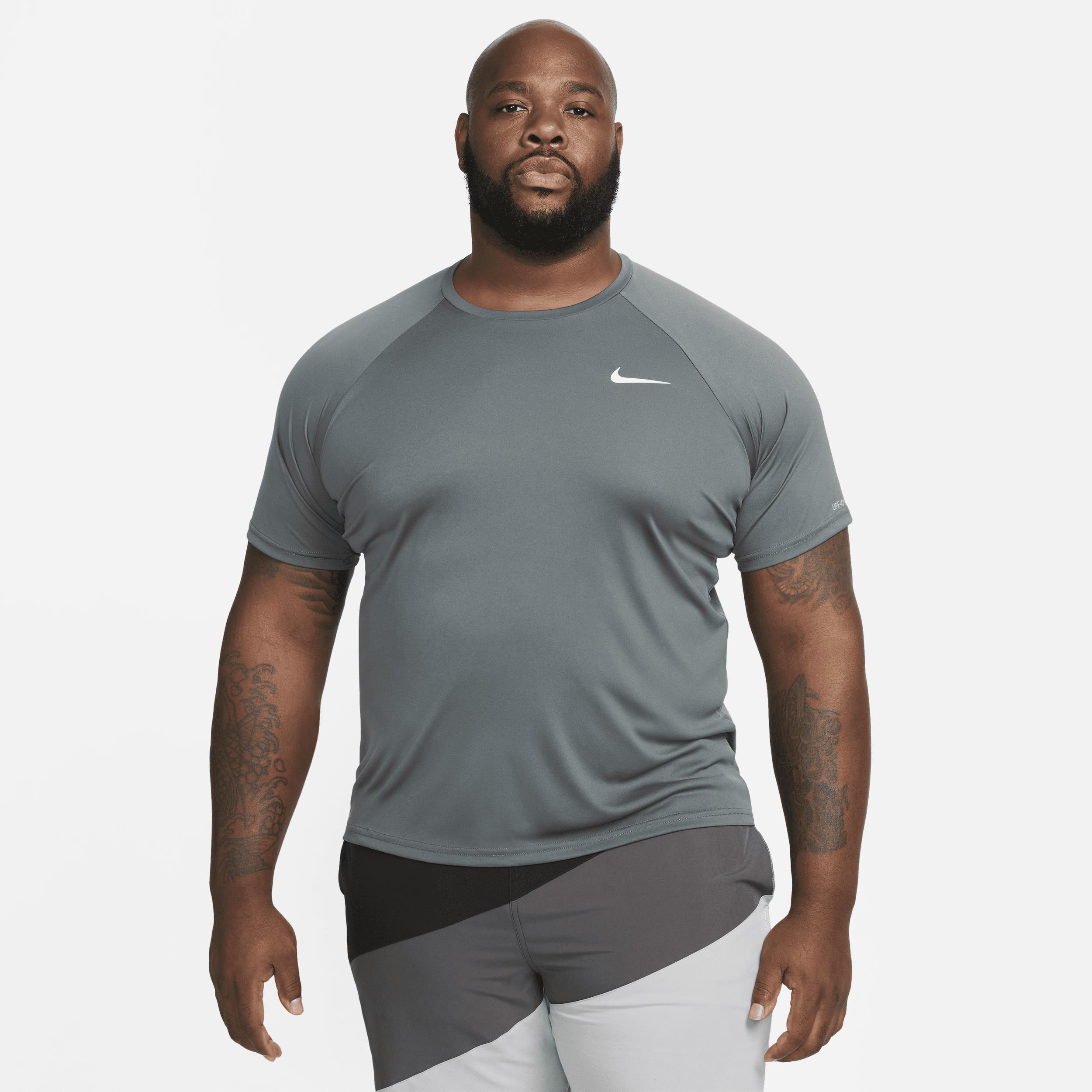Nike Essential Drifit Shortsleeve Swim Hydroguard In Grey, in Gray