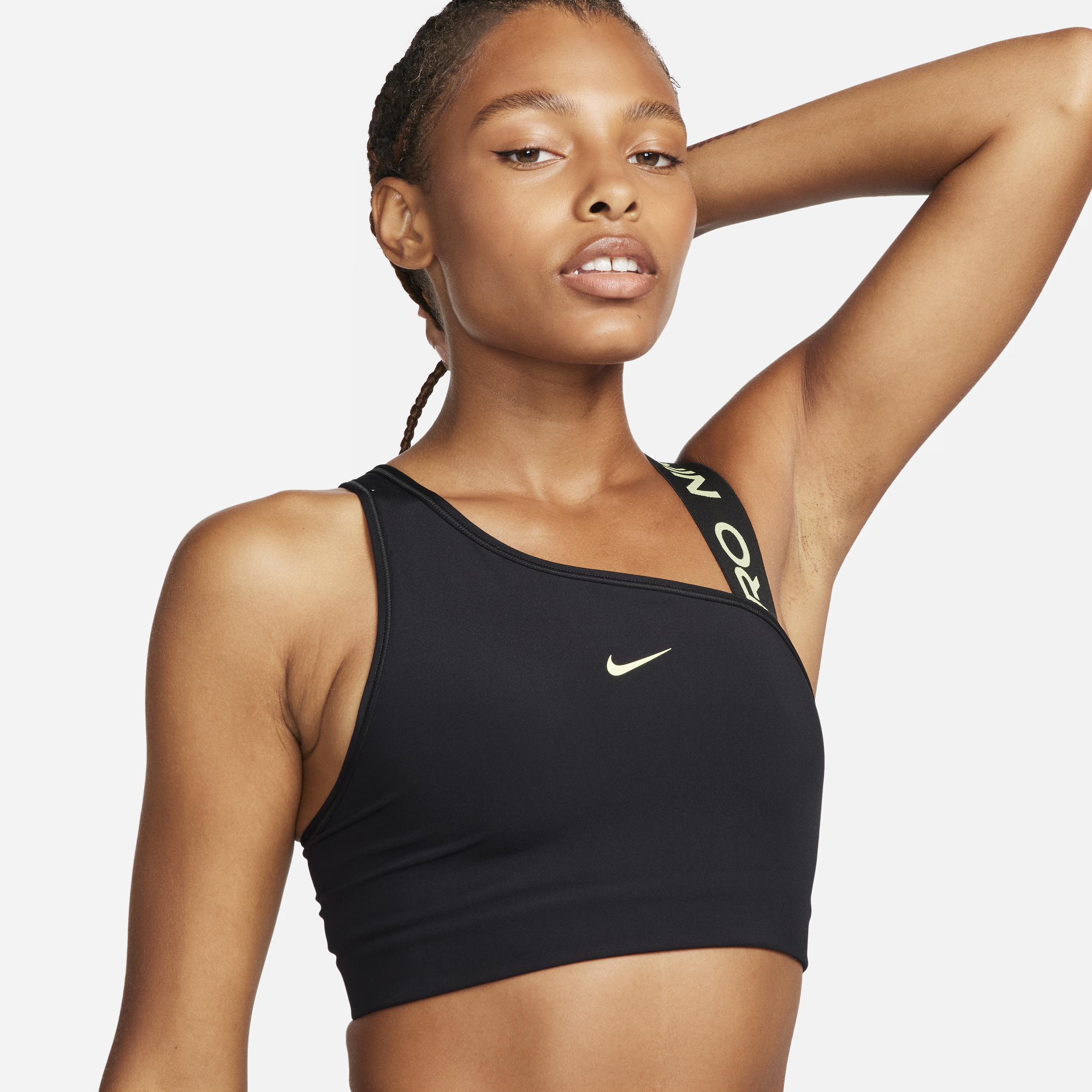 Nike Classic Swoosh Modern Women's Medium Support Sports Bra Black DRI-FIT