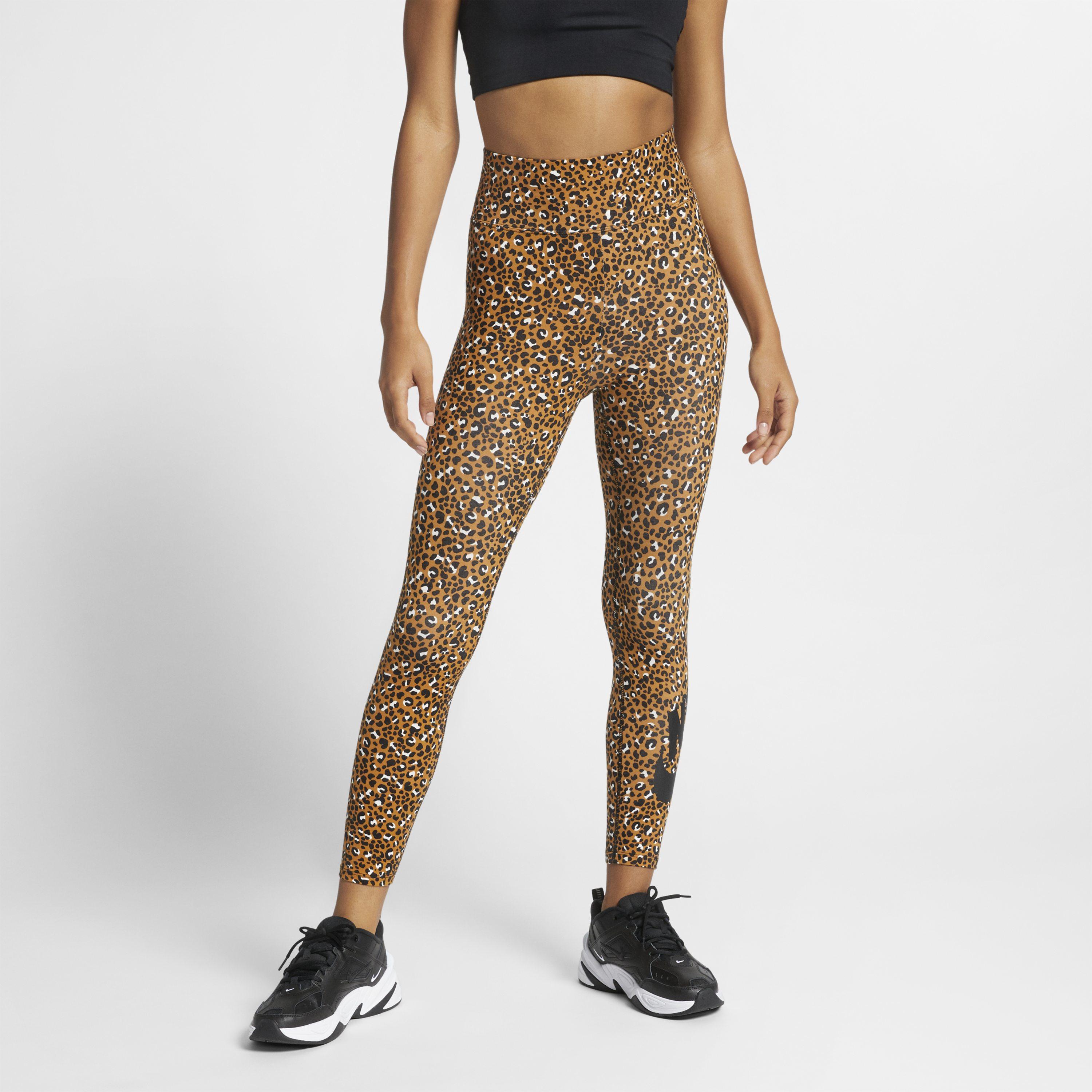Nike Leopard Print leggings in Brown/Black (Brown) - Lyst
