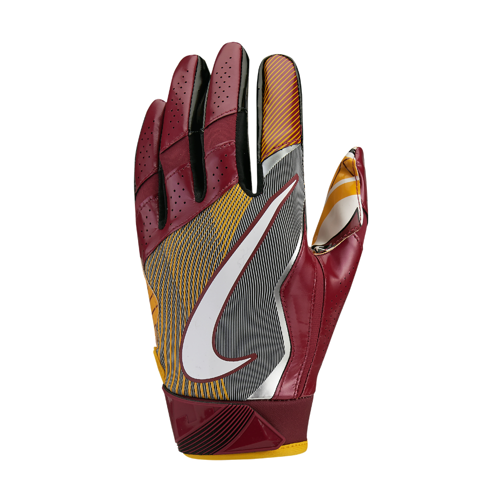 maroon and gold football gloves