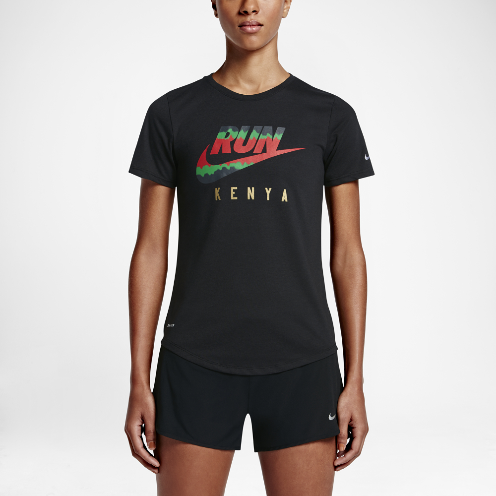 Pure admire Promote Nike Synthetic (kenya) Women's Running T-shirt in Black | Lyst