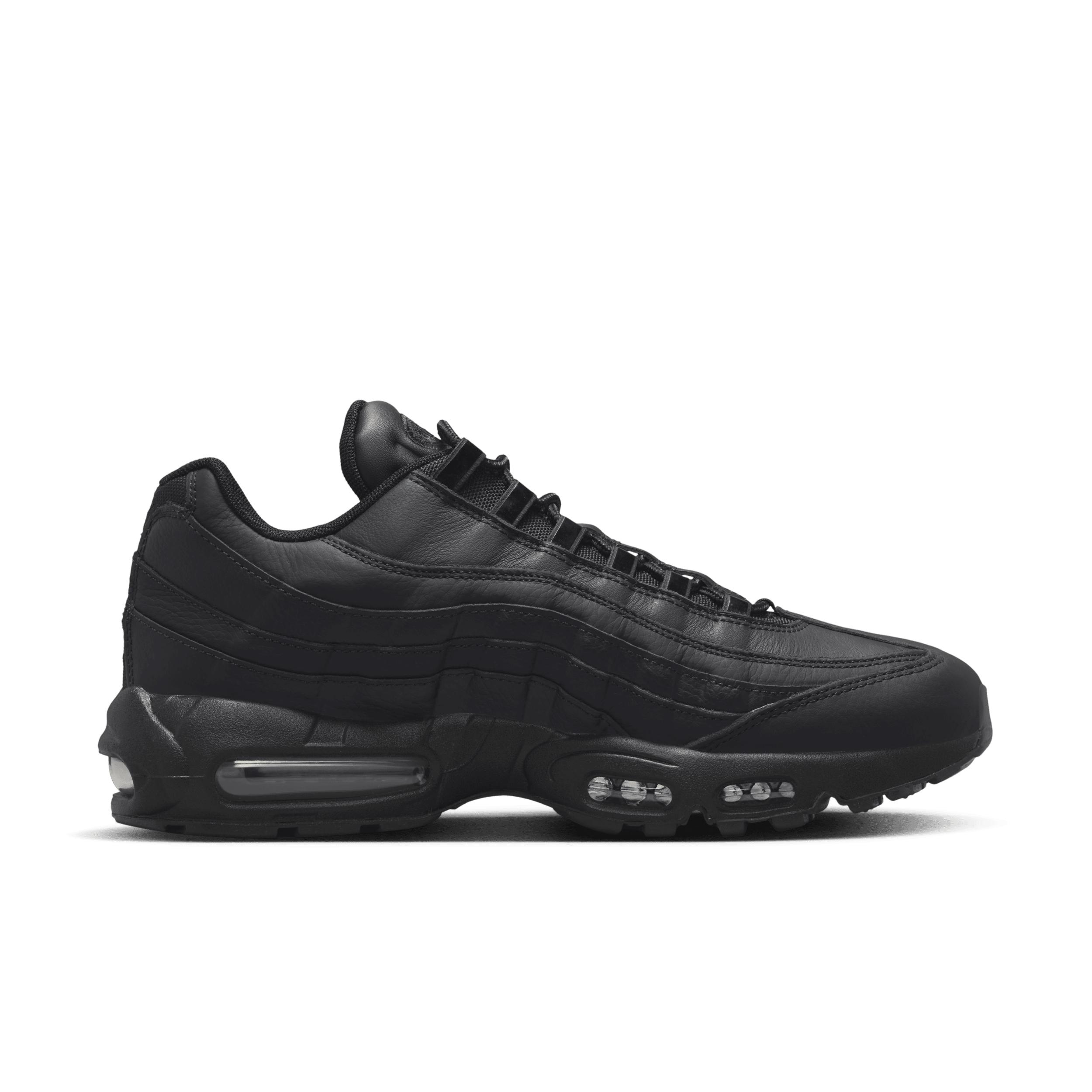 Nike Air Max 95 Leather, Suede And Woven Mid-top Trainers in Black for Men  | Lyst UK
