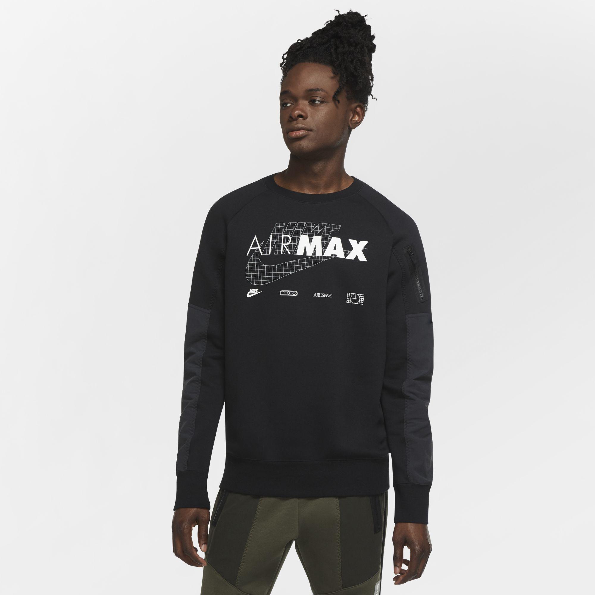 Nike Sportswear Air Max Fleece Crew Black for Men | Lyst UK