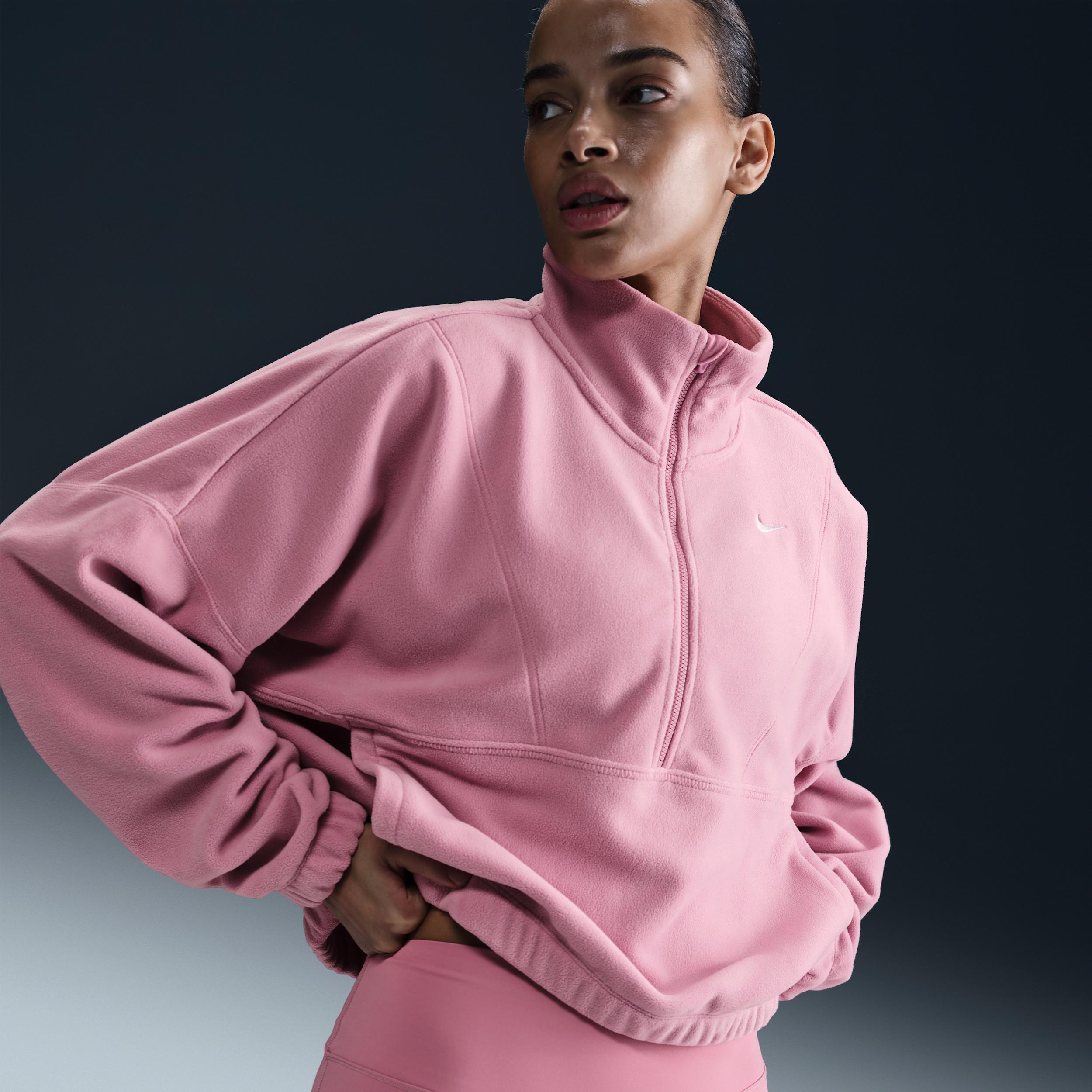 Nike One Therma-Fit Oversized 1/2-Zip Fleece Top in Pink | Lyst