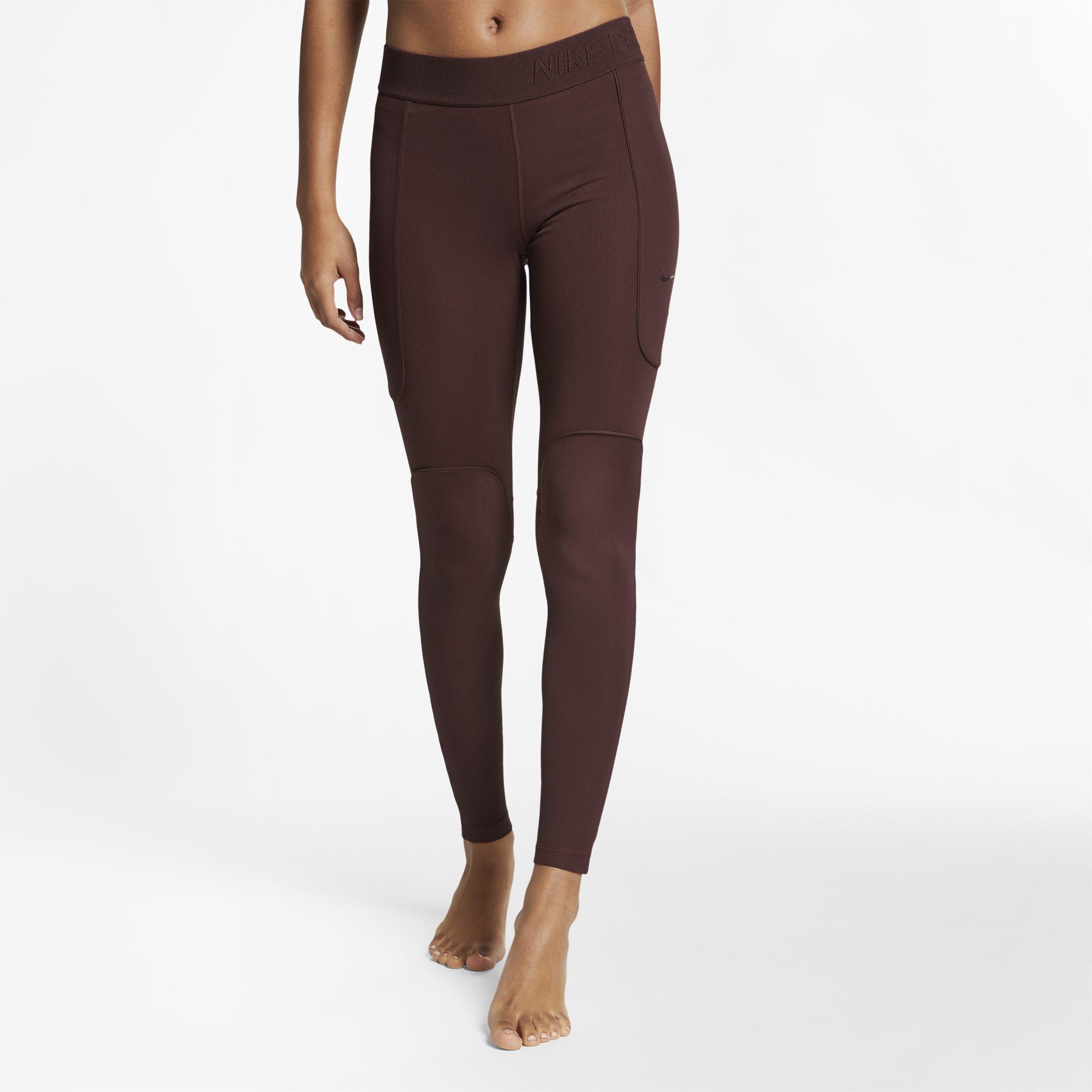 Nike Pro Hypercool Ribbed Tights in Brown | Lyst UK