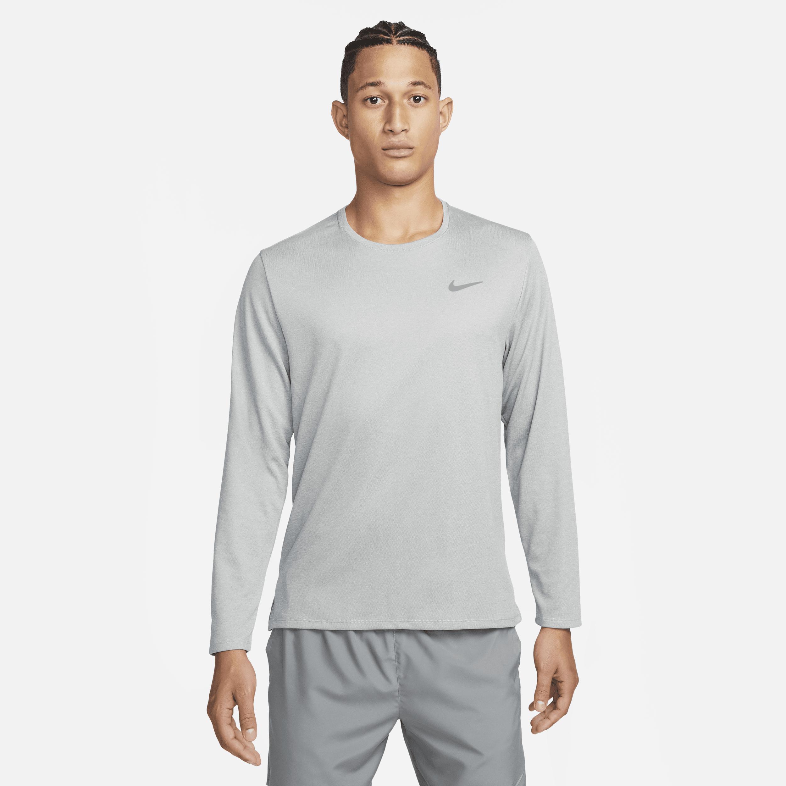 Nike Miler Dri-fit Uv Long-sleeve Running Top in Gray for Men | Lyst