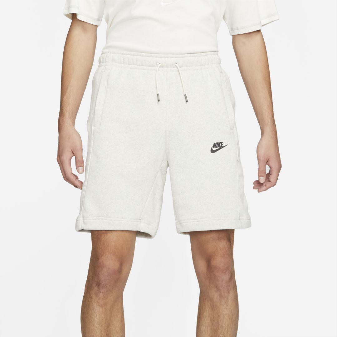 white nike fleece shorts