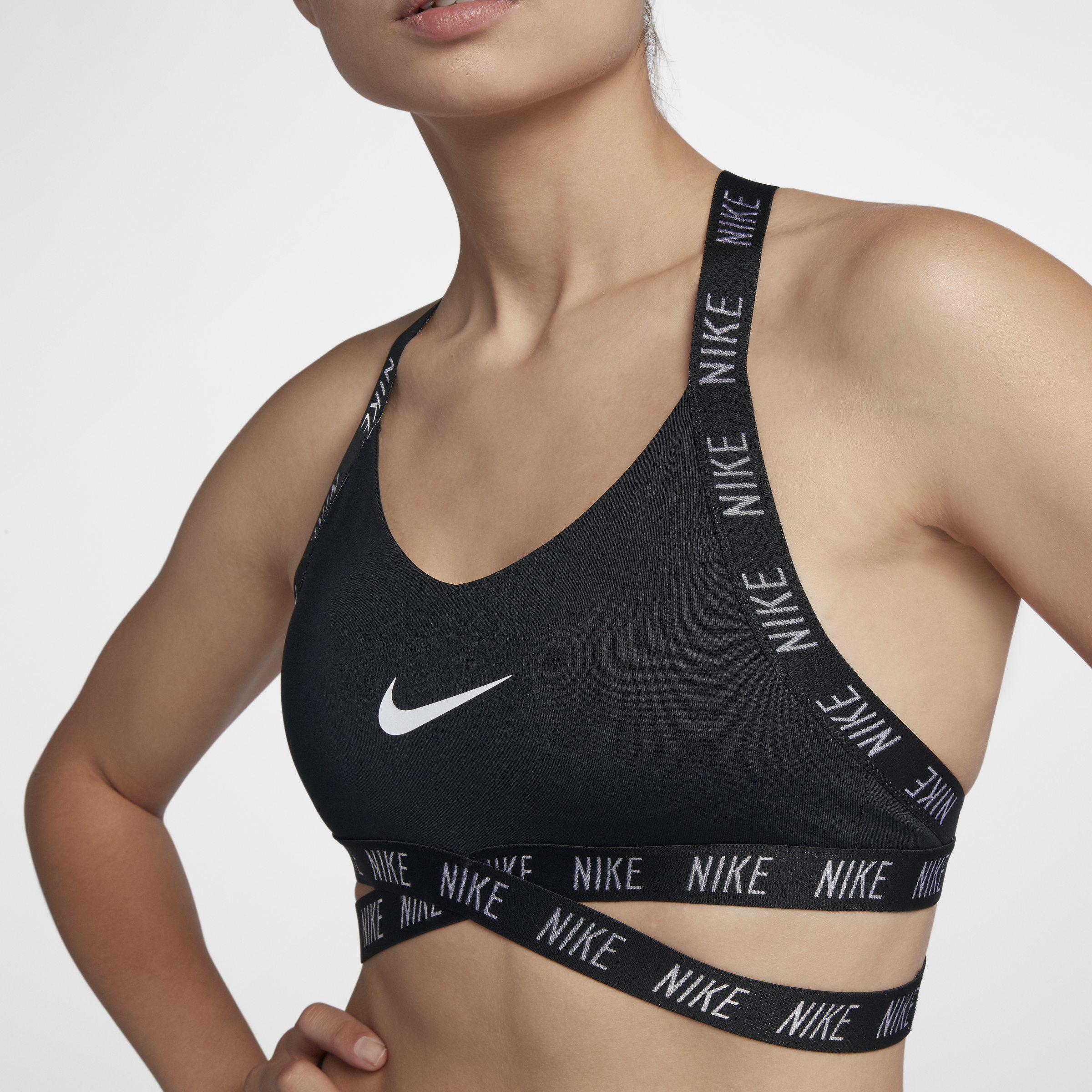 Nike Dri-fit Indy Logo Sports Bra in Black | Lyst UK