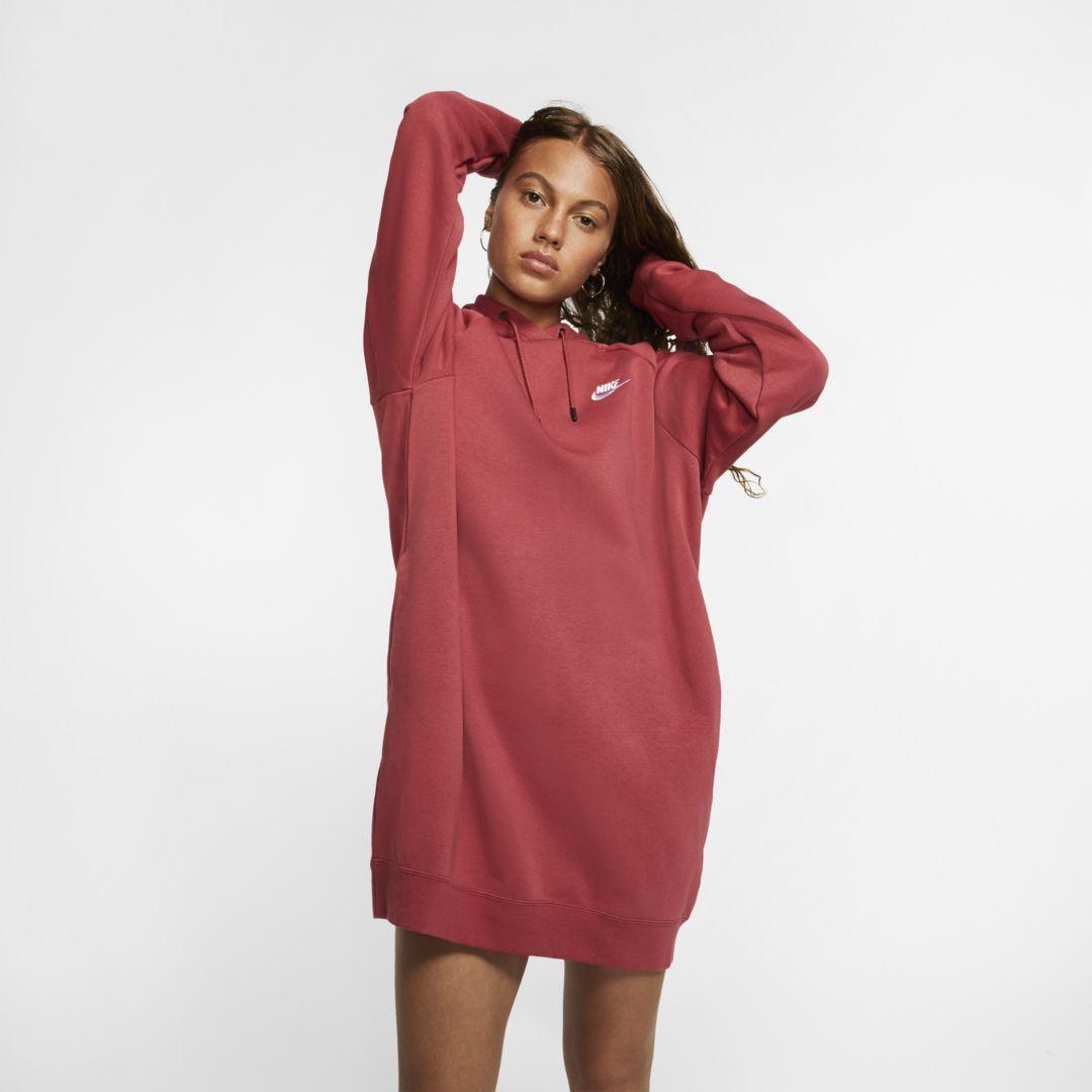 Nike Sportswear Essential Fleece Dress in Red