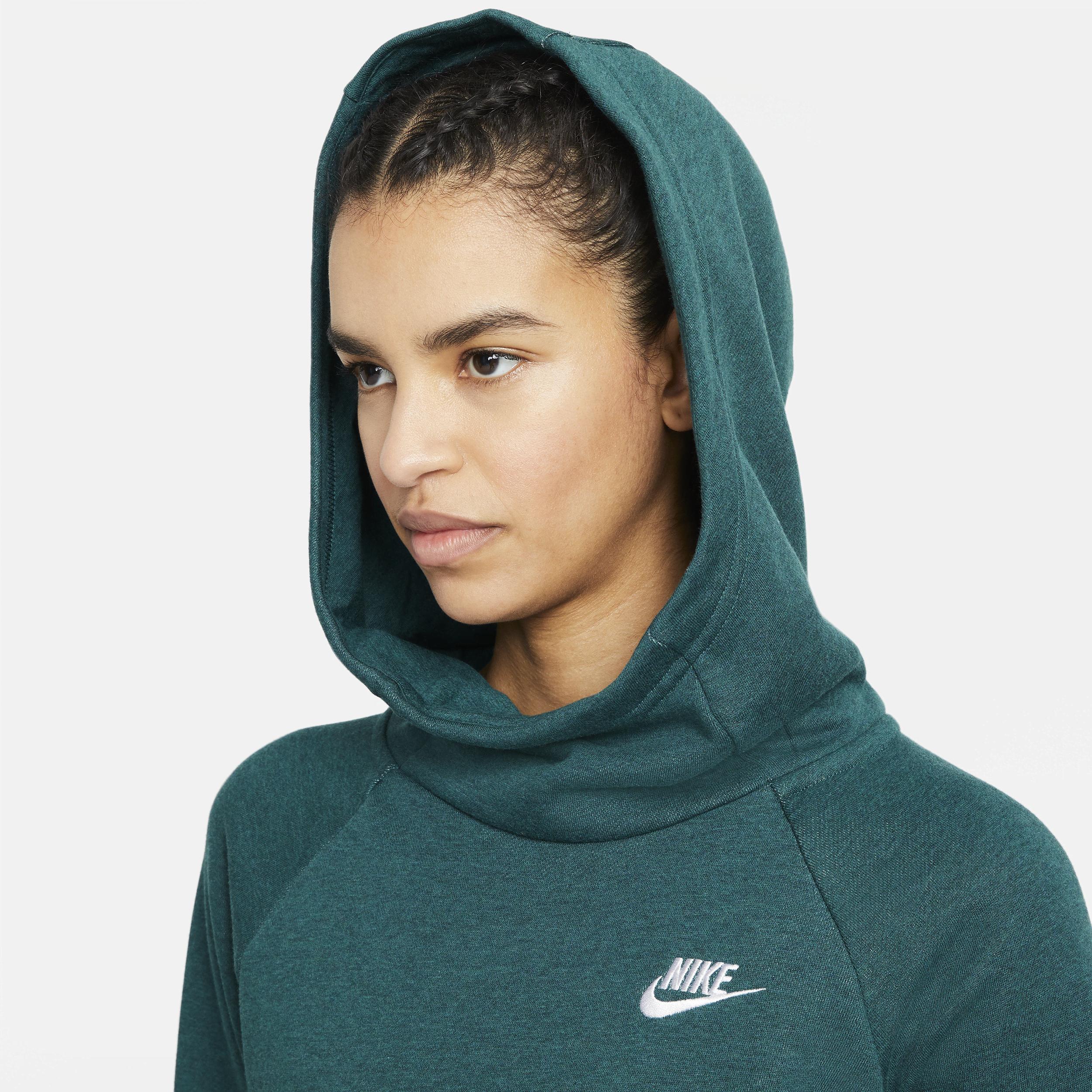 Nike Sportswear Essential Funnel-neck Fleece Pullover Hoodie In Green, |  Lyst